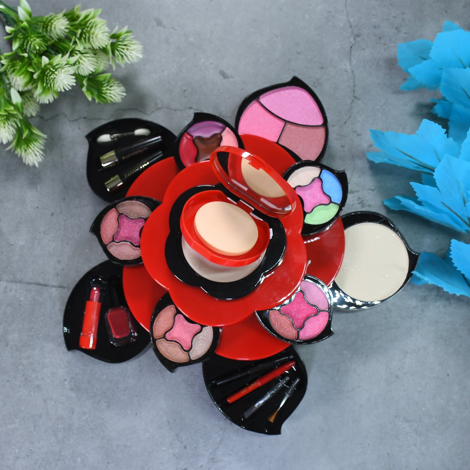 4_ce054c32-42a3-46fc-8b50-2e72912d5efb.jpg All in One Makeup Kit for Teens Flower Palette for Girls 3 Tier Cosplay - Image 1