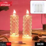 Rose Candles LED Flameless and Smokeless Decorative Acrylic Transparent Candles Led Tea Light Candle Perfect for Gifting, Home, Diwali, Christmas, Crystal Candle Lights, Diwali (1 Pc) (MOQ :- 12 pc )