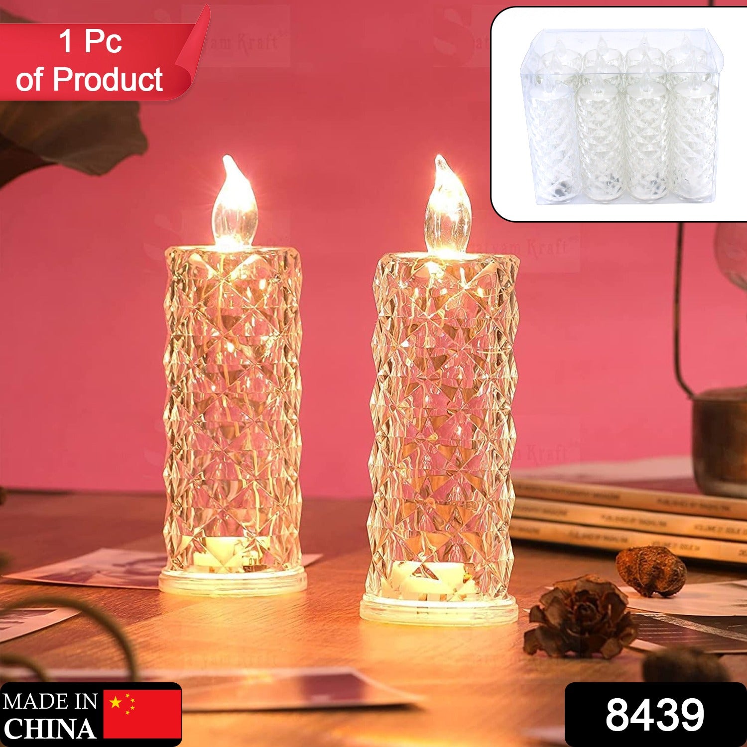 4d7d0cf0-944e-481c-98ac-ae5b65f35aec_b1a9e046-4192-4632-83fc-175d8d849cb8.jpg Rose Candles LED Flameless and Smokeless Decorative Acrylic Transparent Candles Led Tea Light Candle Perfect for Gifting, Home, Diwali, Christmas, Crystal Candle Lights, Diwali (1 Pc) (MOQ :- 12 pc ) - Image 1