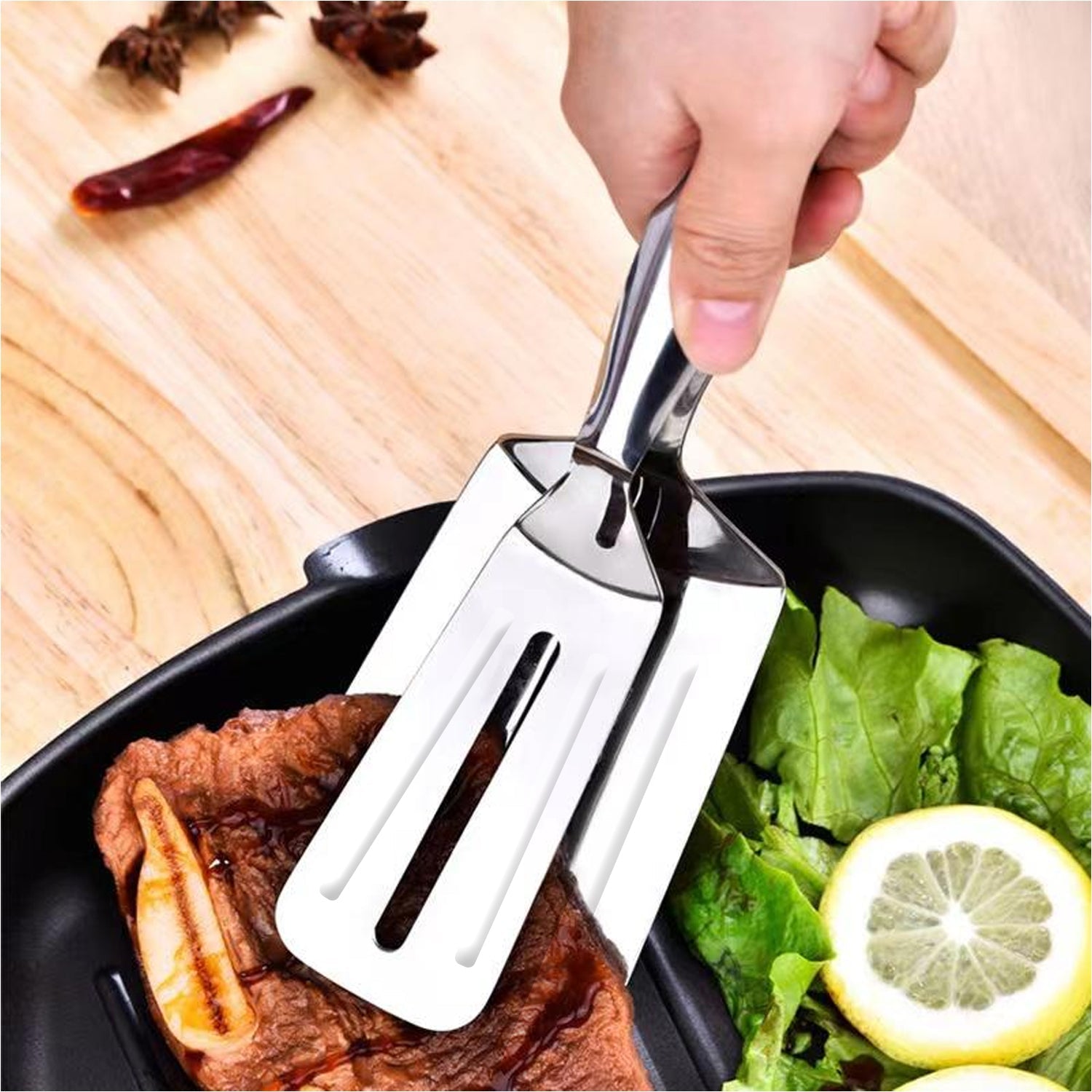 4image_10cbee9f-a06f-44b4-af3b-d009e9d20809.jpg Multifunction Stainless Steel Cooking & BBQ Tongs - Image 1