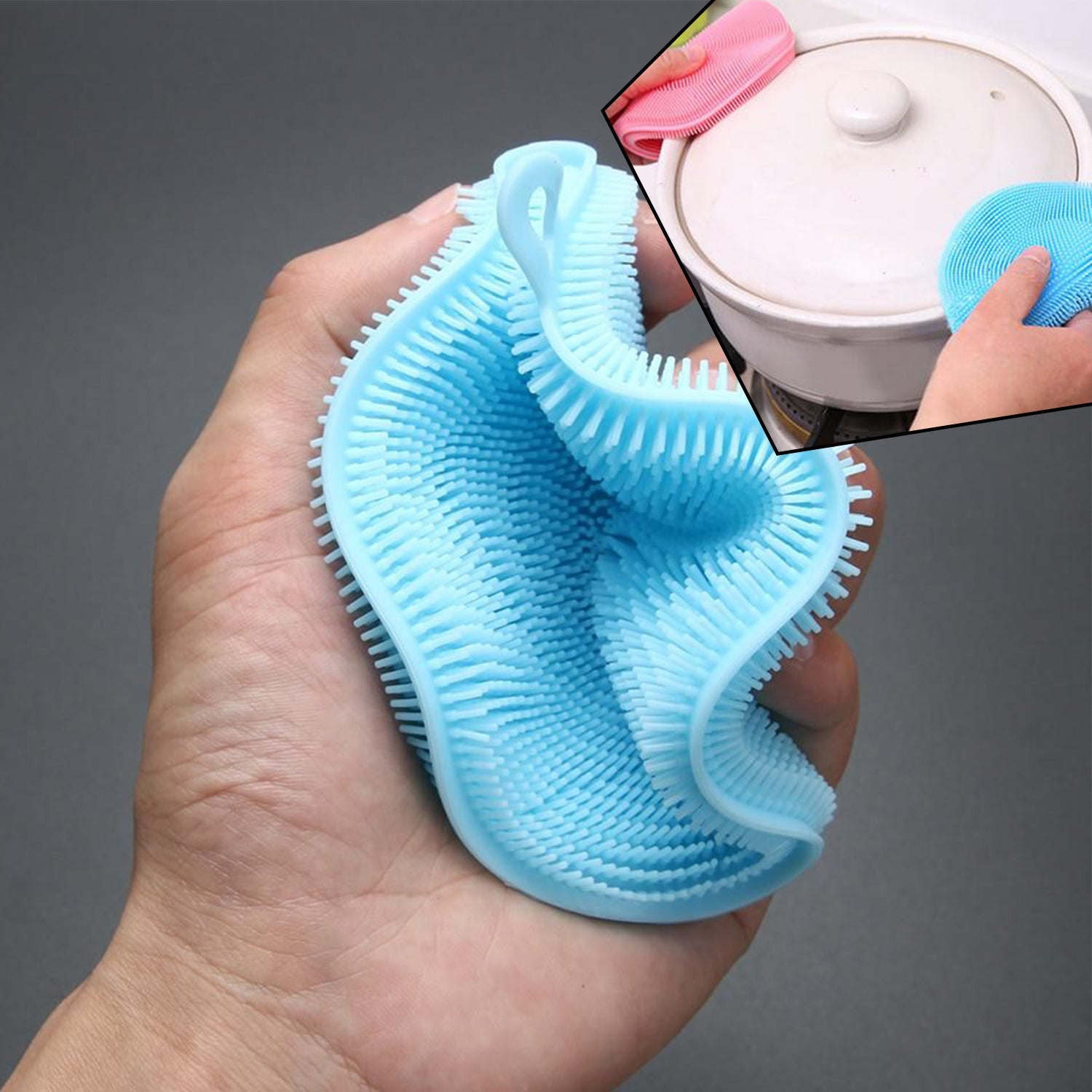 4image_6bc2deaa-61b0-4661-9d32-14837987107f.jpg Silicone Dish Scrubber Sponge Mildew Free, Non Stick (Mix Color) - Image 1