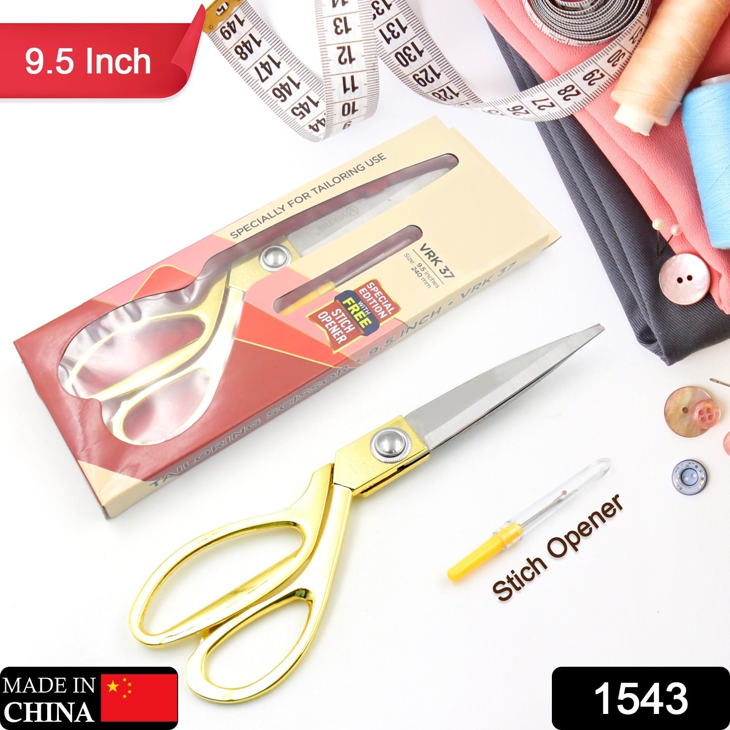 54d132a5-3929-49e5-8bcf-18d43214b475.jpg Sharp Stainless Steel Tailoring Scissors for Professionals (9.5 Inch) - Image 1