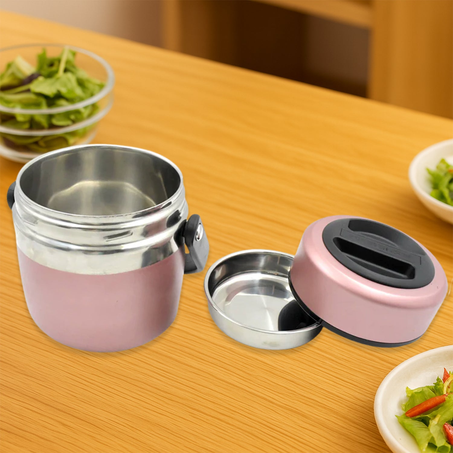 5524_ss_leak_proof_tiffin_box.jpg Leak-Proof Thermos Flask: Keeps Food Hot & Fresh (Stainless Steel, Multi-Color) - Image 1