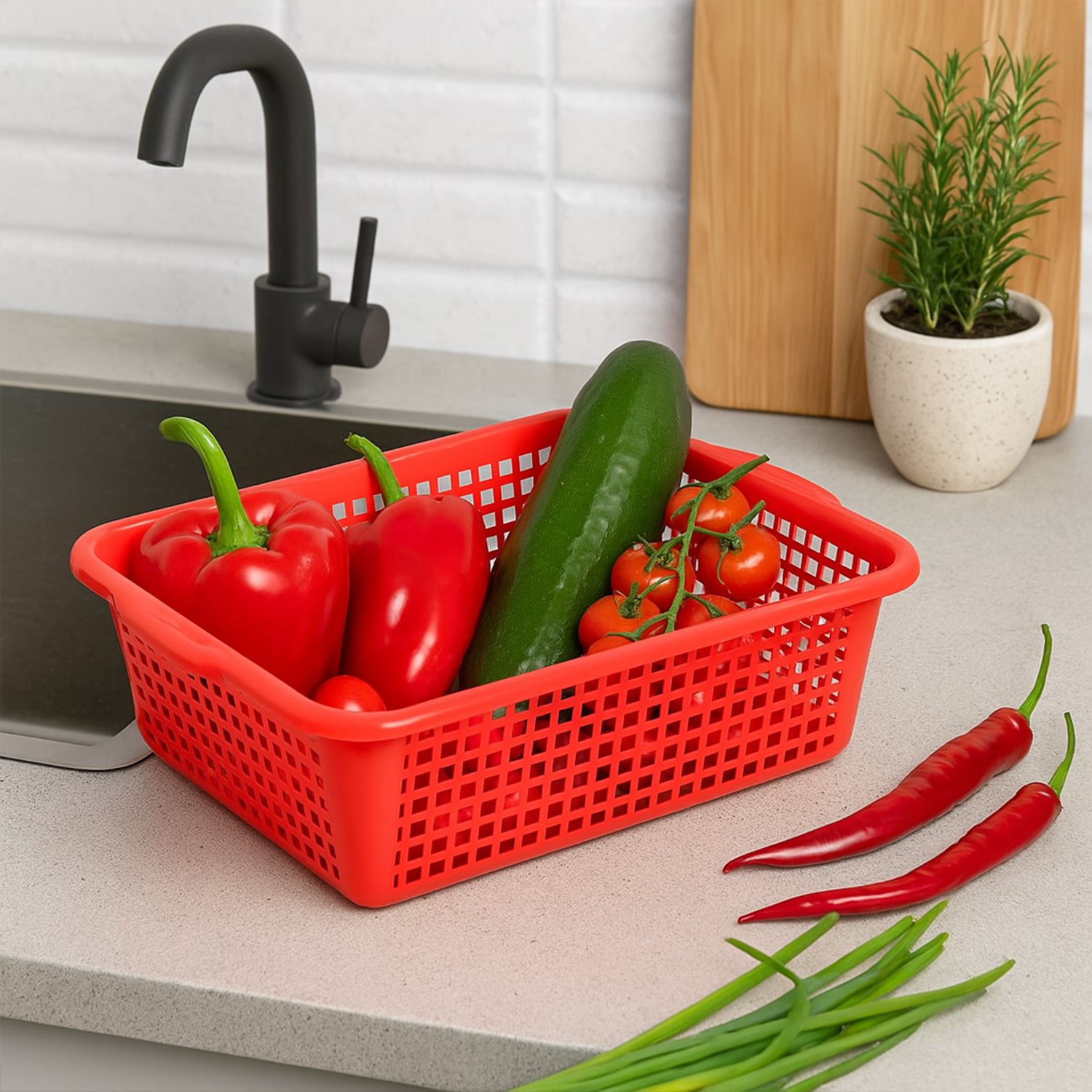 5542.jpg Plastic 1 Pc Kitchen Small Size Dish Rack Drainer Vegetables and Fruits (29x22CM) - Image 1