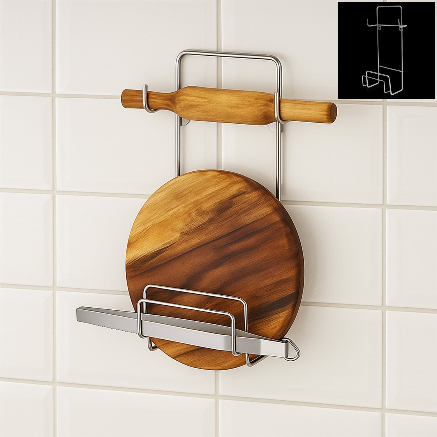 5552_chakla_belan_stand_1pc.jpg Chakla, Belan, Chimta Stand Multi-Purpose Rack for Kitchen (1 Pc ) - Image 1