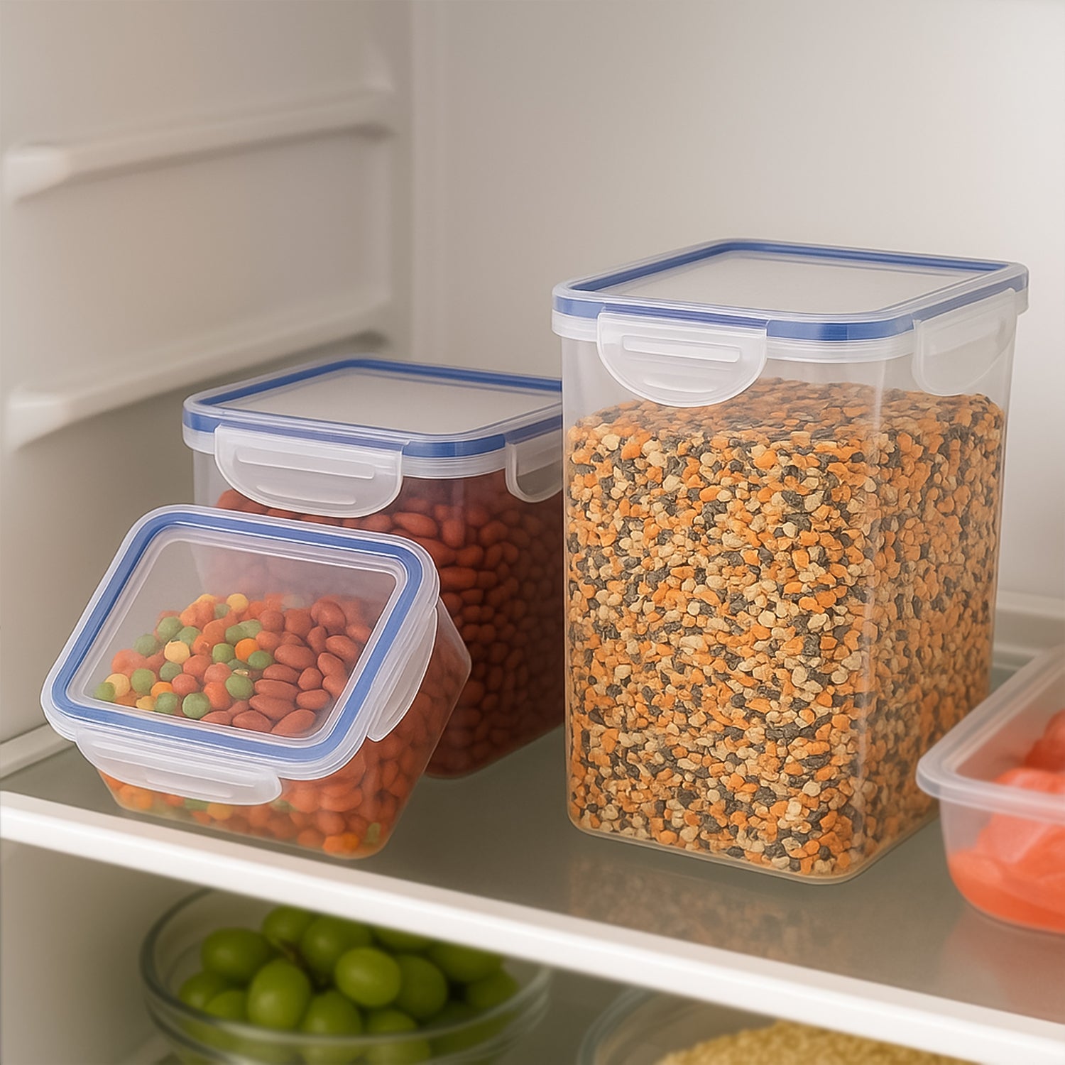 5800_smart_container_3pc_set_85bb7836-baff-4aa8-8dcb-7aa5d642b50d.jpg Rectangle Food Storage Containers: Airtight, Leak-Proof Lids (3-Pack, Clear ABS) - Image 1