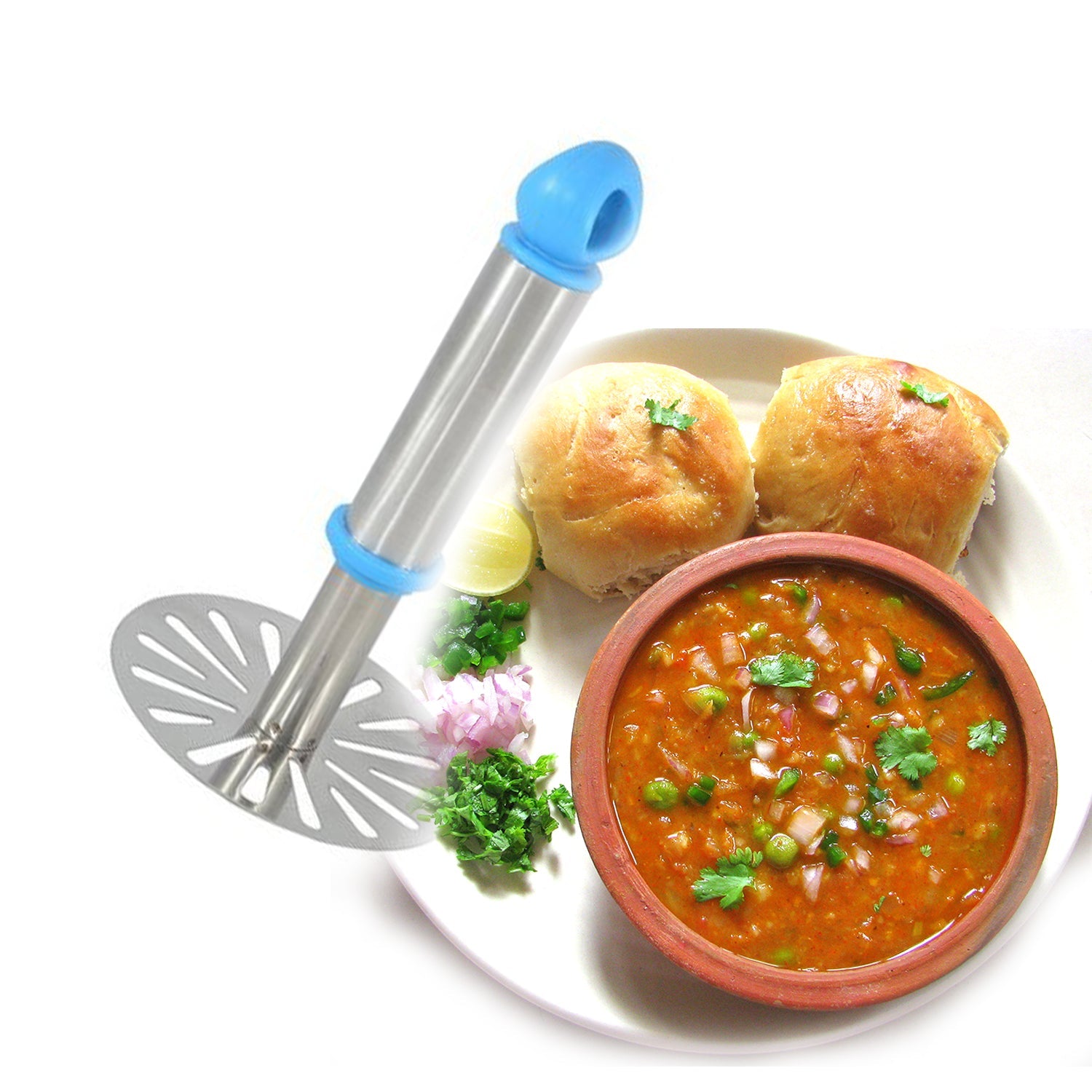 5_11a7c703-4a9d-4cc7-a597-1d048ed1ec8c.jpg Stainless Steel Potato Masher, PauBhaji Masher - Image 1
