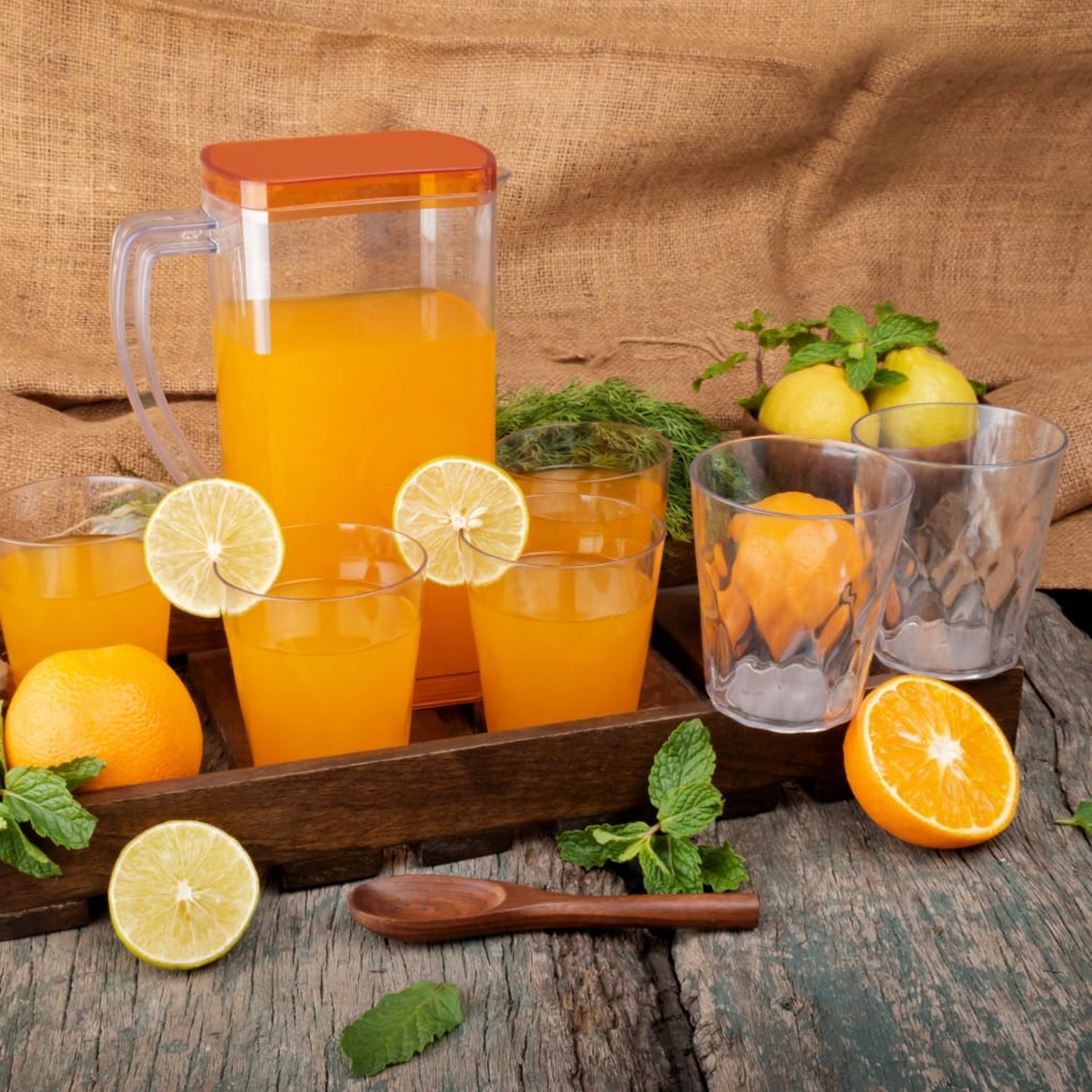5image_0f534f4d-ba6f-4493-87c1-ea63d18ed966.jpg Resistant Glass Jug for Juice, Milk, Cold or Hot Beverages (plastic) - Image 1