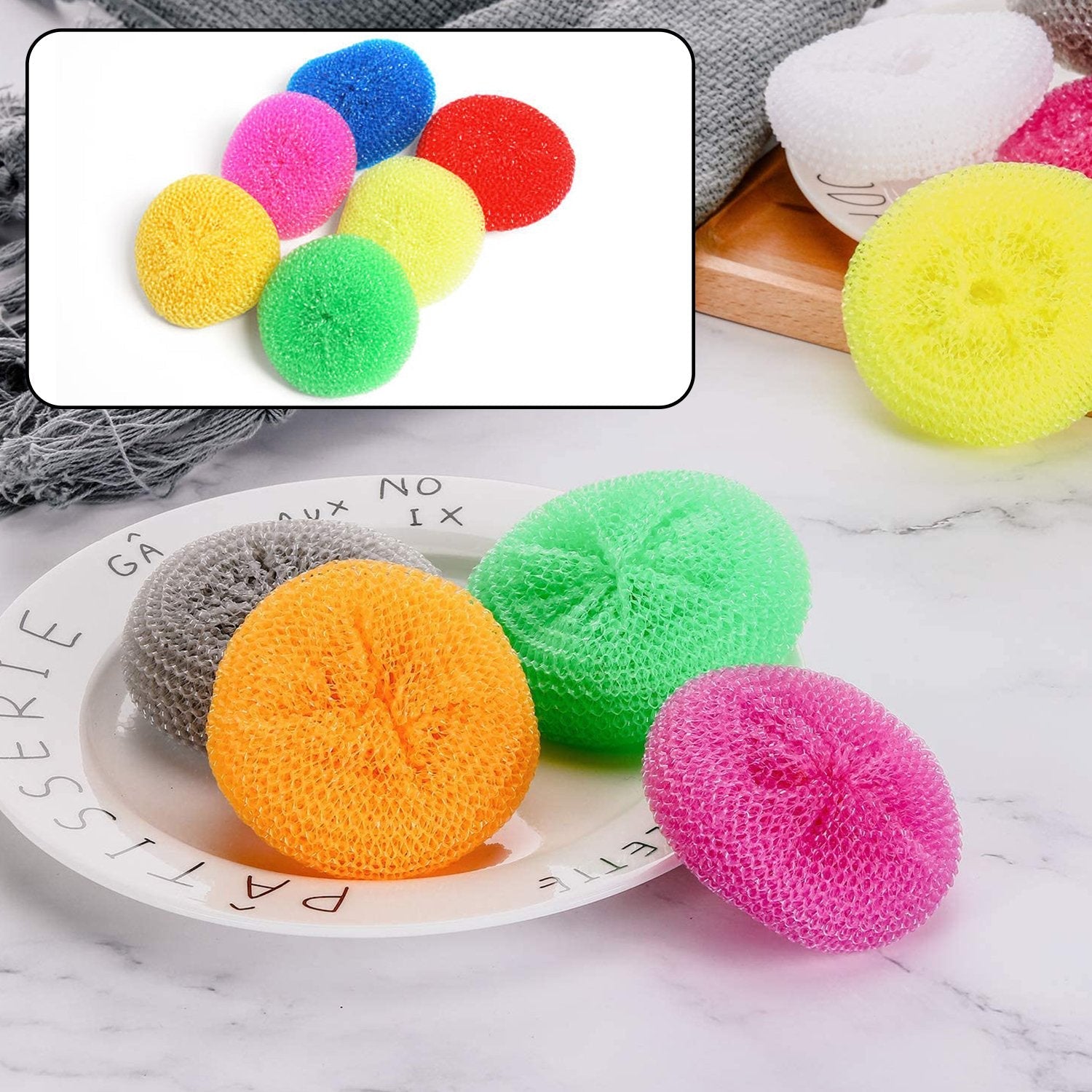 5image_d40cfecf-56e8-4a27-8d00-42c0af01beee.jpg Plastic Scrubber Round Nylon Scrubbers (Pack of 6) - Image 1