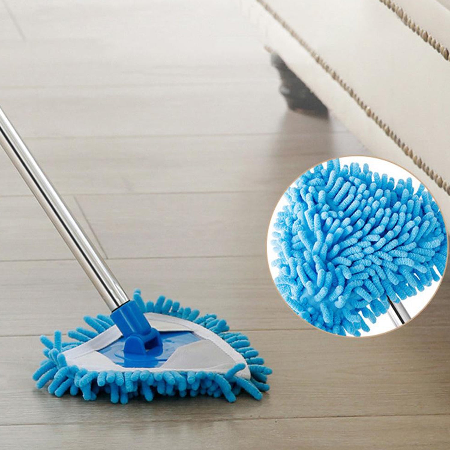6001_2.jpg Stainless Steel Adjustable Triangle Mop for Cleaning Wet & Dry Floor Surfaces - Image 1
