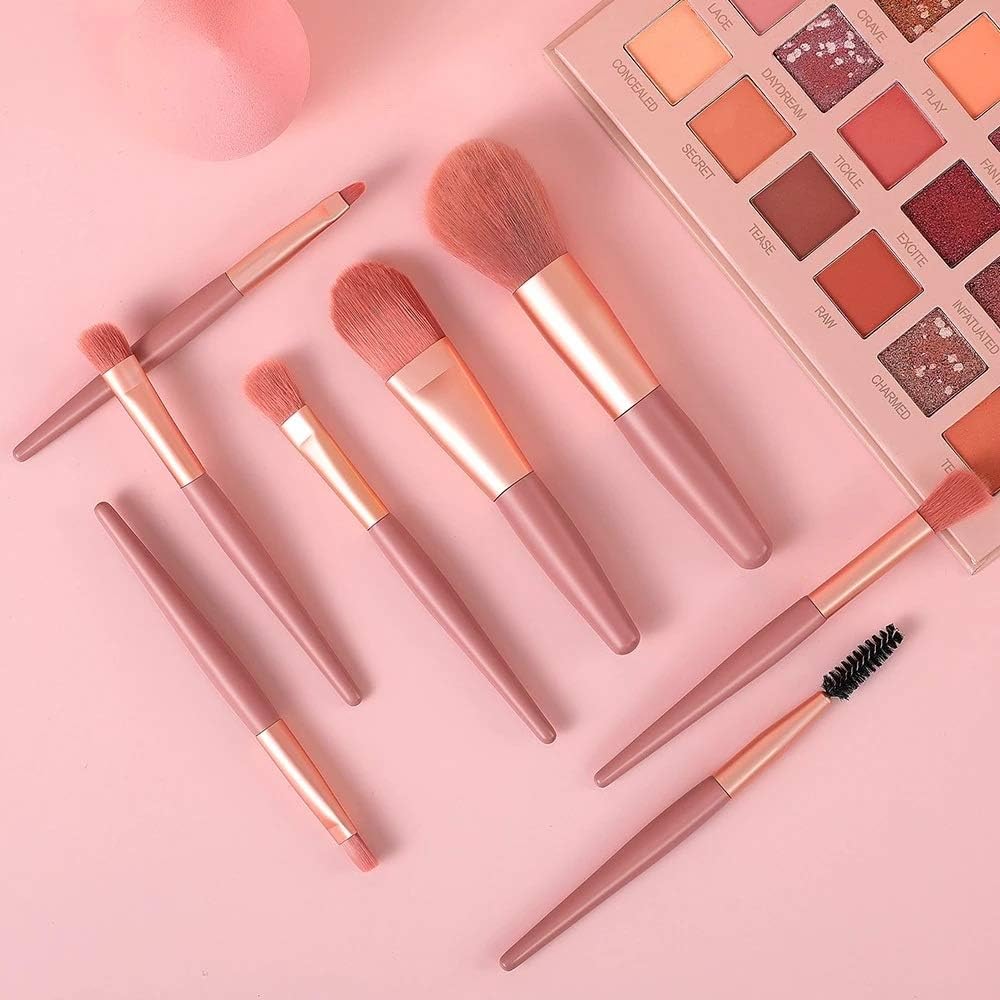 61P3D7HVMDL._AC_SL1000.jpg 8-Piece Mini Makeup Brush Kit – Portable Premium Synthetic Set with Case (Mix Colors) - Image 1