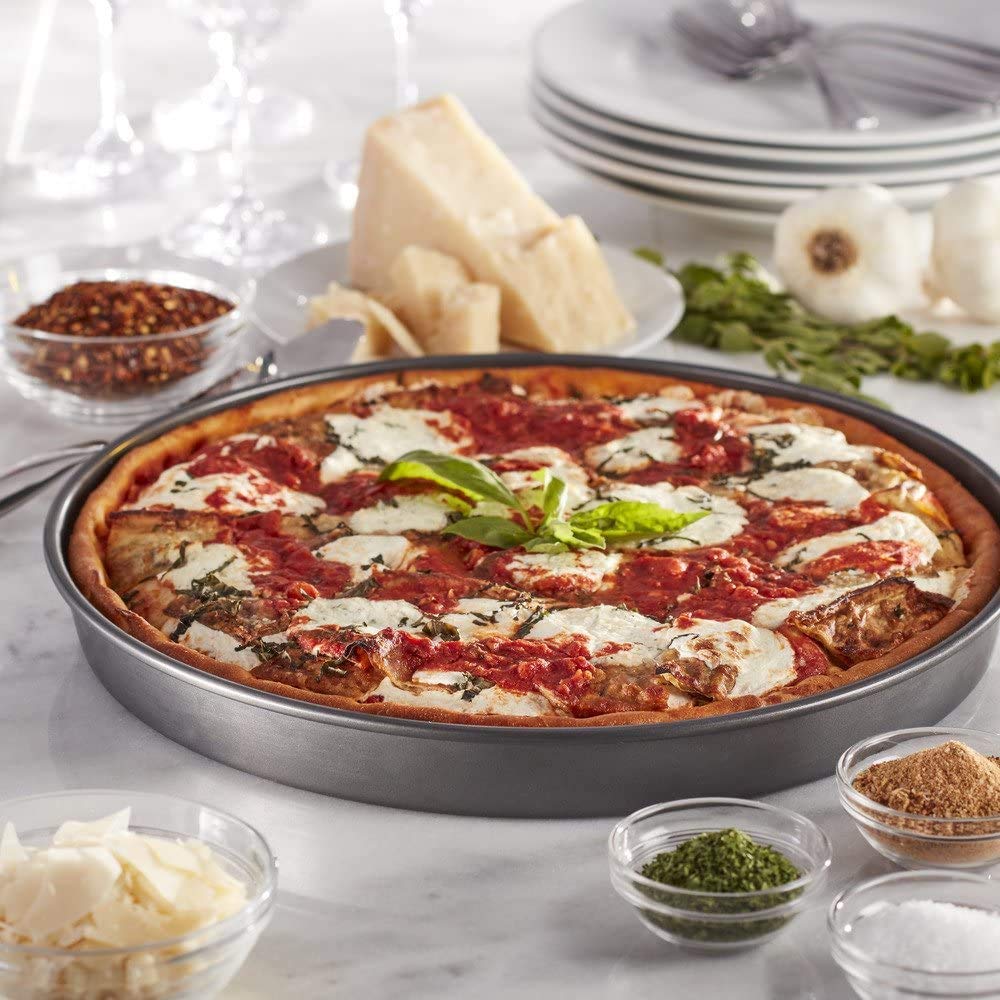 61miQmIaQiL._SL1000.jpg Steel Non-Stick Round Plate Cake Pizza Tray Baking Mould - Image 1