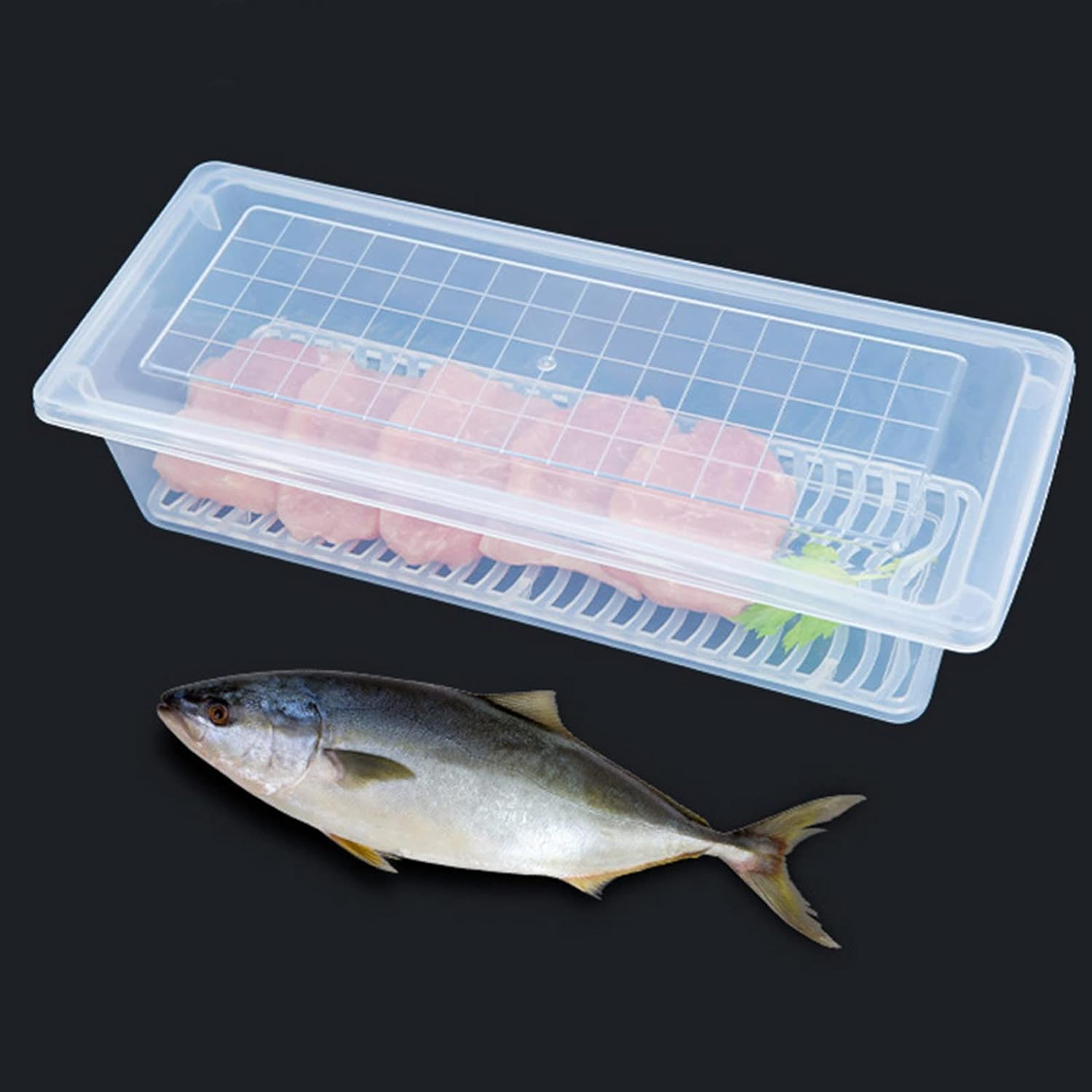 61zye-wSV9L._AC_SL1500.jpg Food Storage Container with Removable Drain Plate and Lid, 1500 ml (Pack of 1 Pc) - Image 1