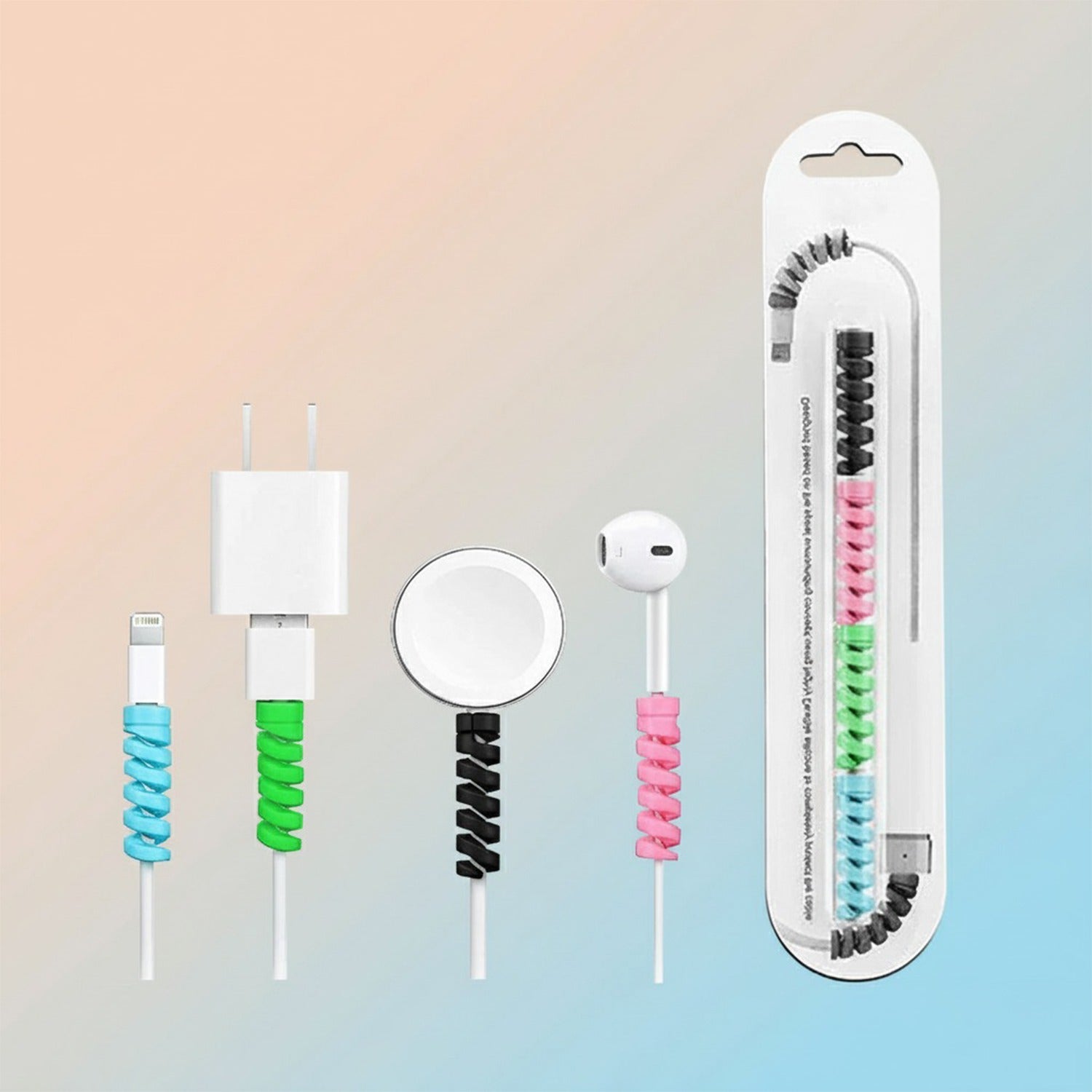 6312459f-6695-4c00-9bd1-7e440543f941.jpg Spiral Charger Spring Cable Protector Data Cable Saver (Pack of 4) - Image 1