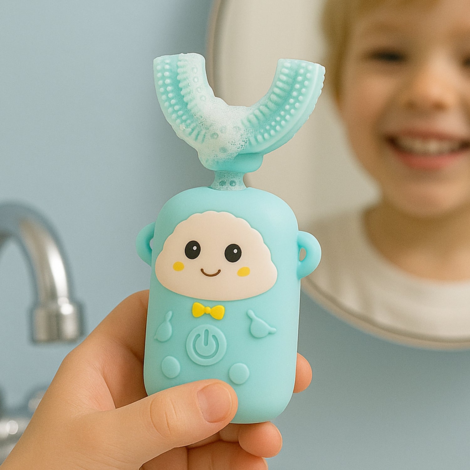6892_u_shape_eletric_toothbrush.jpg Electric Toothbrush With Light & Music, Kids U-Shaped 360° USB Rechargeable Plastic Automatic Toothbrush Portable Adjustable Cleaning Whitening Toothbrush with USB Charging Function Plastic + ABS for Kids - Image 1