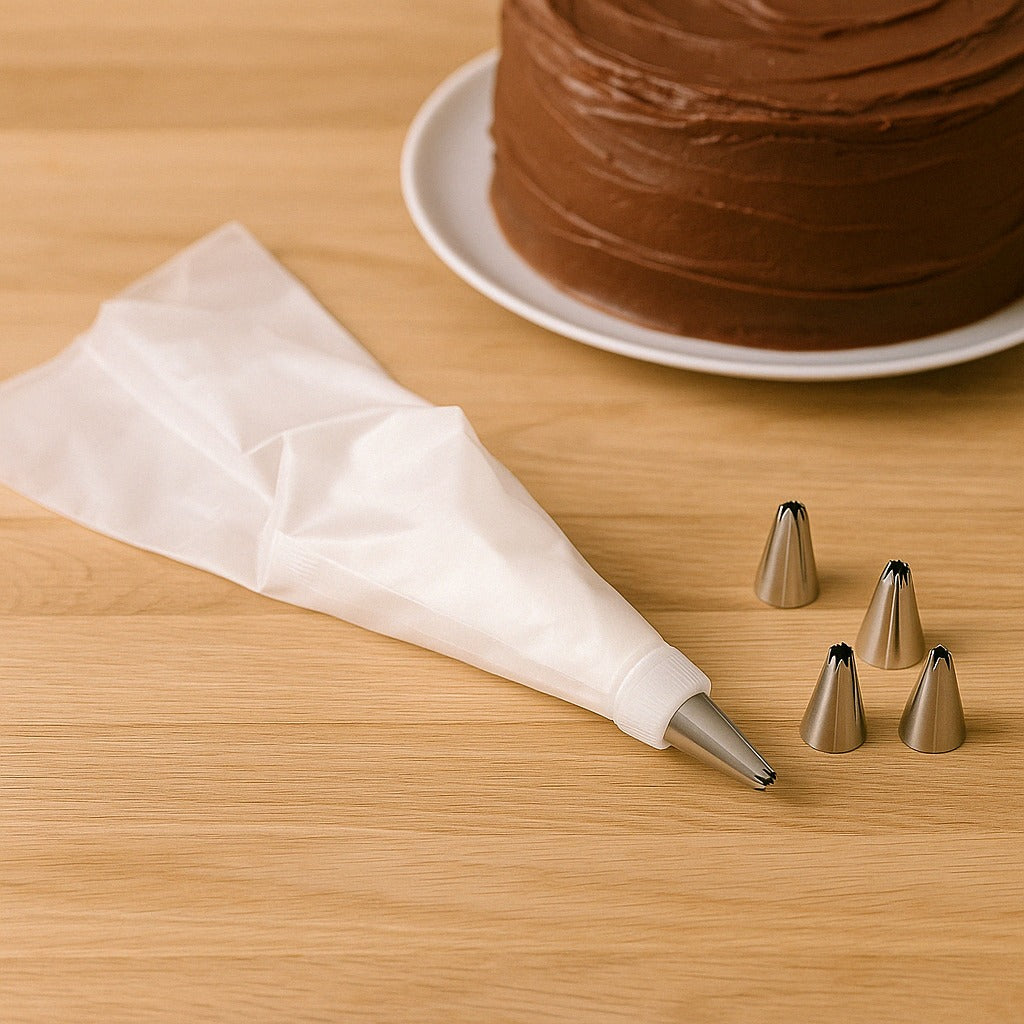 69cea565-554b-4dcc-91dc-fc9d0e6035d4.jpg Cake Decorating Nozzle with Piping Bag Stainless Steel Piping Cream Frosting Nozzles - Image 1