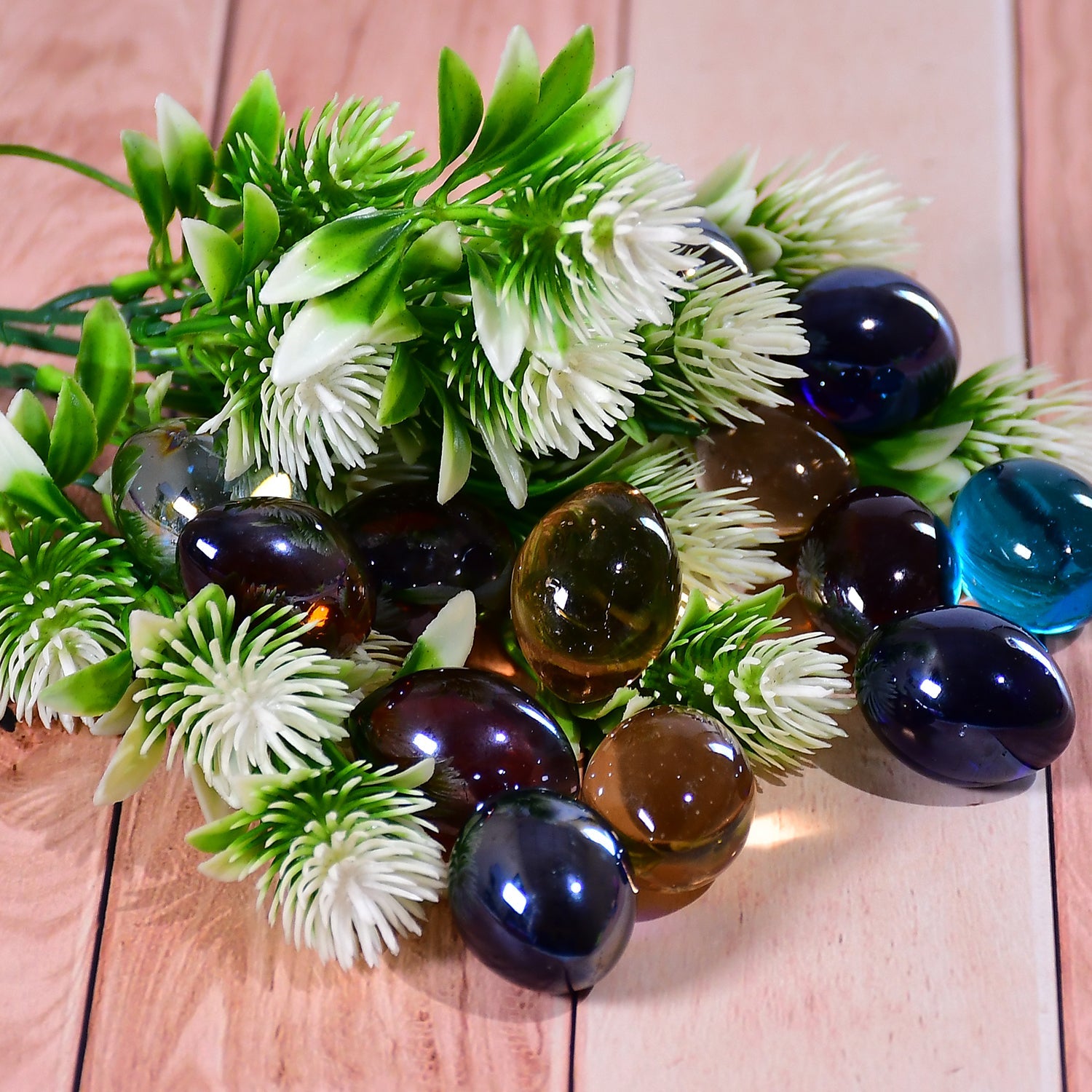 6_263c4e52-9f73-4700-b129-a7e9746c21c6.jpg Glass Gem Stone, Flat Round Marbles Pebbles for Vase Fillers, Attractive pebbles for Aquarium Fish Tank. - Image 1