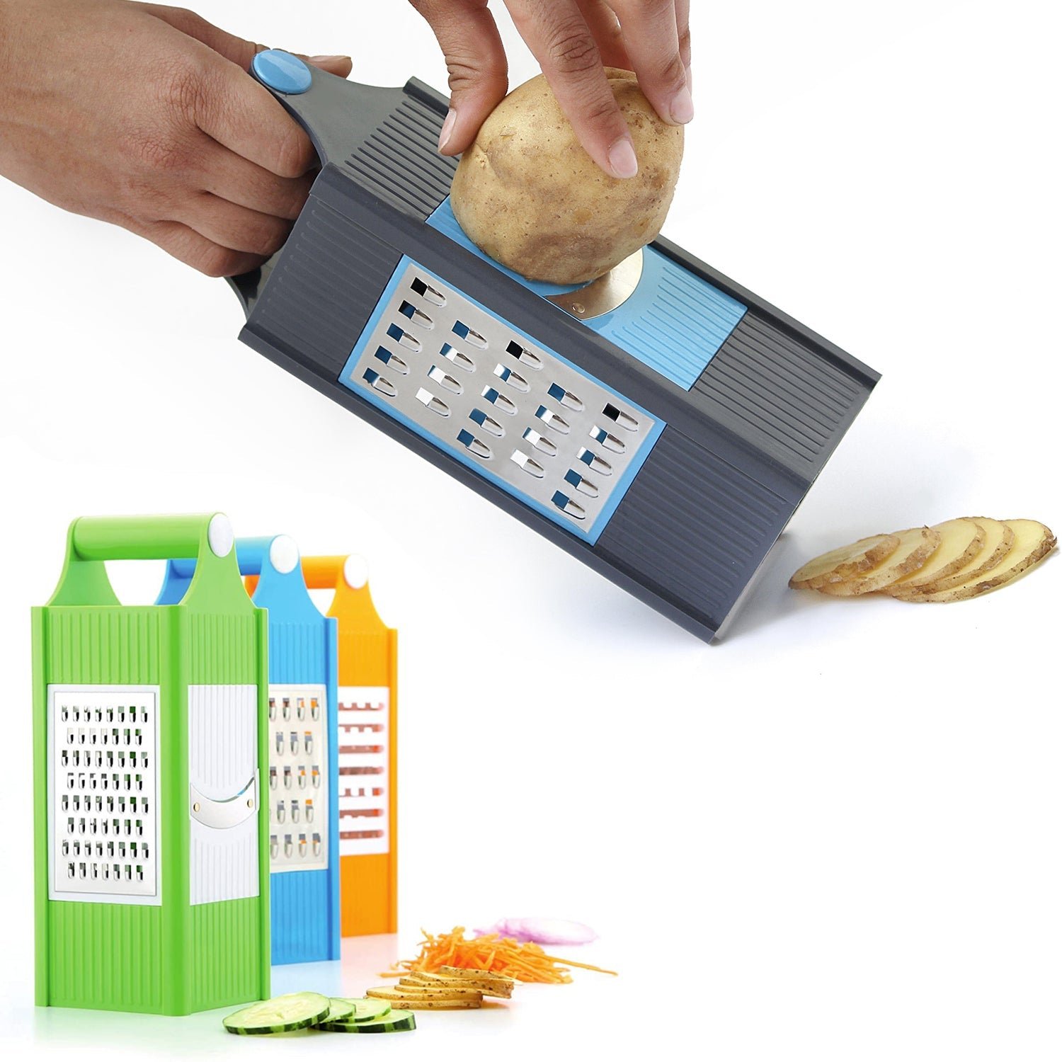 6image_3581a6c5-1be4-4f9d-bdaf-dad12ec217eb.jpg 4 In 1 Plastic Vegetable And Fruit Grater And Slicer For Kitchen - Image 1