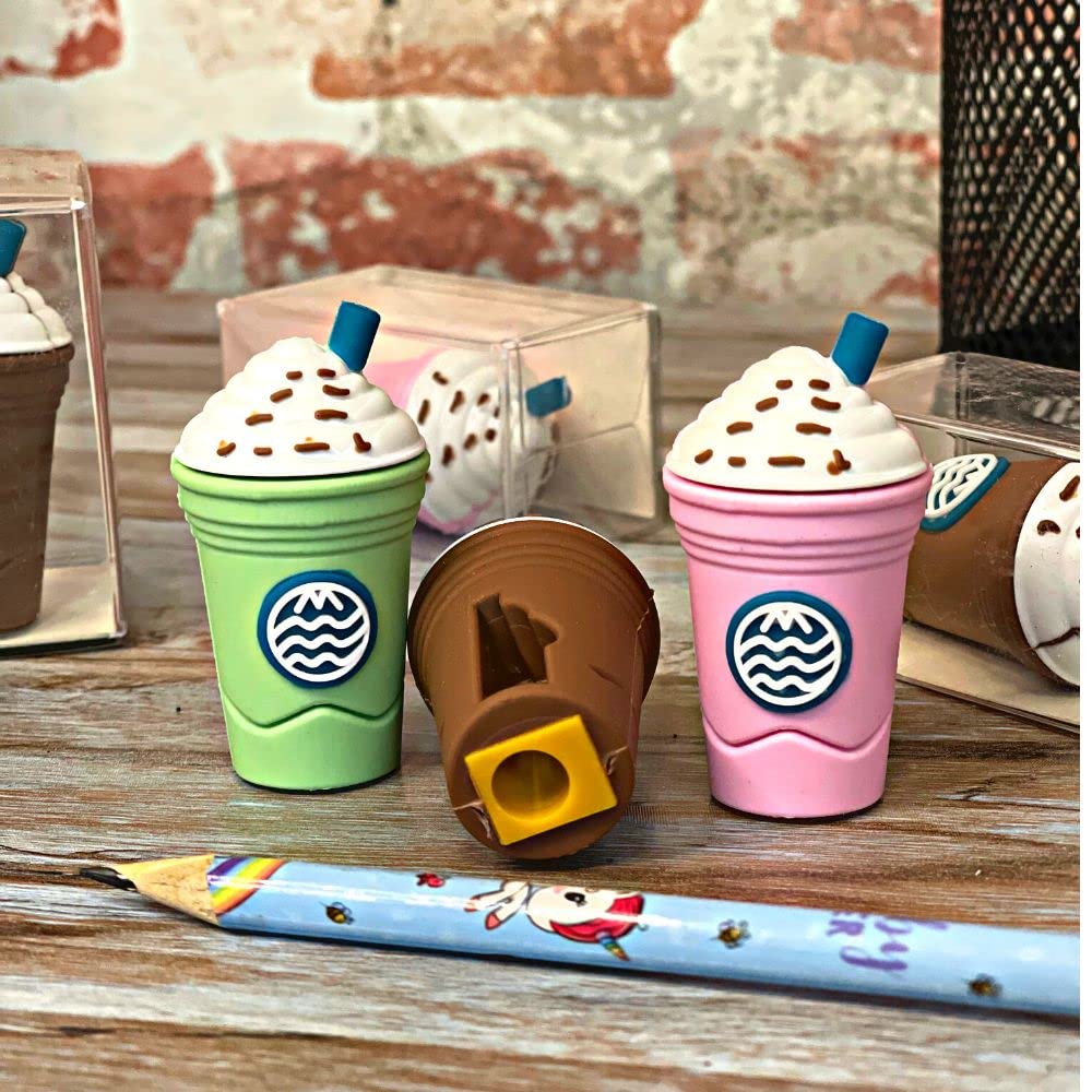 718omdH0eiL._SL1000.jpg 2In1 3D Cute Coffee Or Ice cream Shape sharpner Like Rotary Manual Pencil Sharpener for Kids Ice Cream Style Office School Supplies, Back to School Gift for Students,Kids Educational Stationary kit, B'Day Return Gift (1 Pc) - Image 1