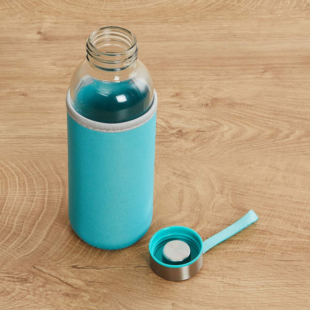 71H9KI-orAL._SL1200.jpg Glass Water Bottle (500 ml) With Cover - Image 1