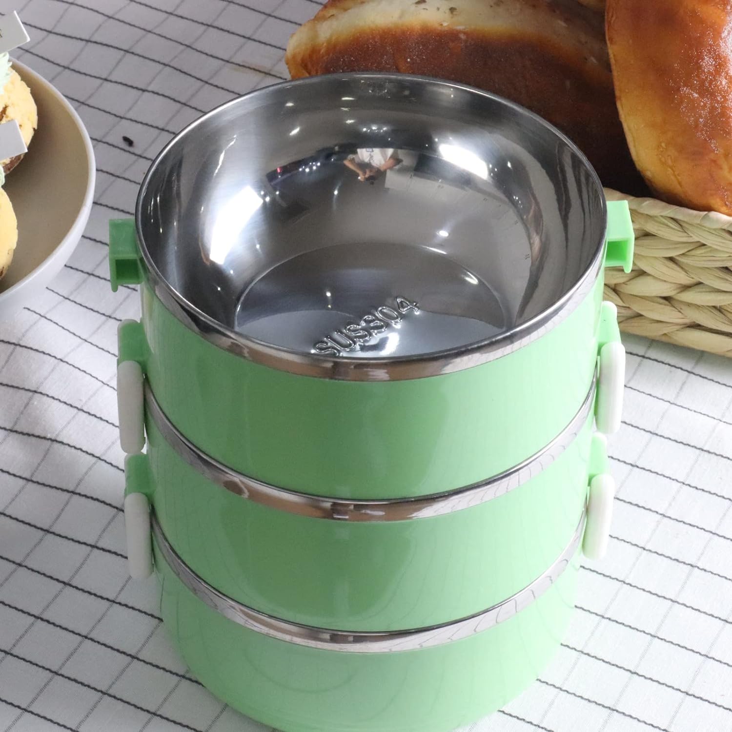 71XxqCDbNoL._SL1500.jpg 3 Layer Doraemon Lunch Box Tiffin - Image 1