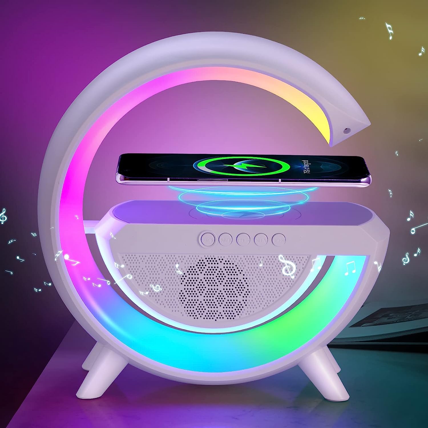 71ats7HwVtL._SL1500_ef72ac72-d159-453f-a1aa-a9f48940f3bb.jpg 3-in-1 Multi-Function LED Night Lamp with Bluetooth Speaker, Wireless Charging, for Bedroom for Music, Party and Mood Lighting - Perfect Gift for All Occasions blootuth speaker (Media Player) - Image 1