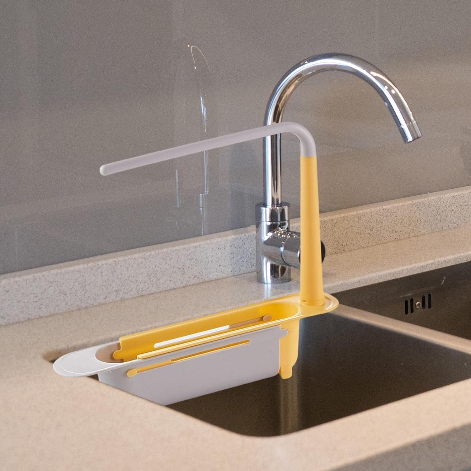 71rvgXbv4JL._AC_SL1500.jpg Telescopic Sink Storage Rack Material Kitchen Rag Rack Shelf Drain Basket (1 Pc) - Image 1