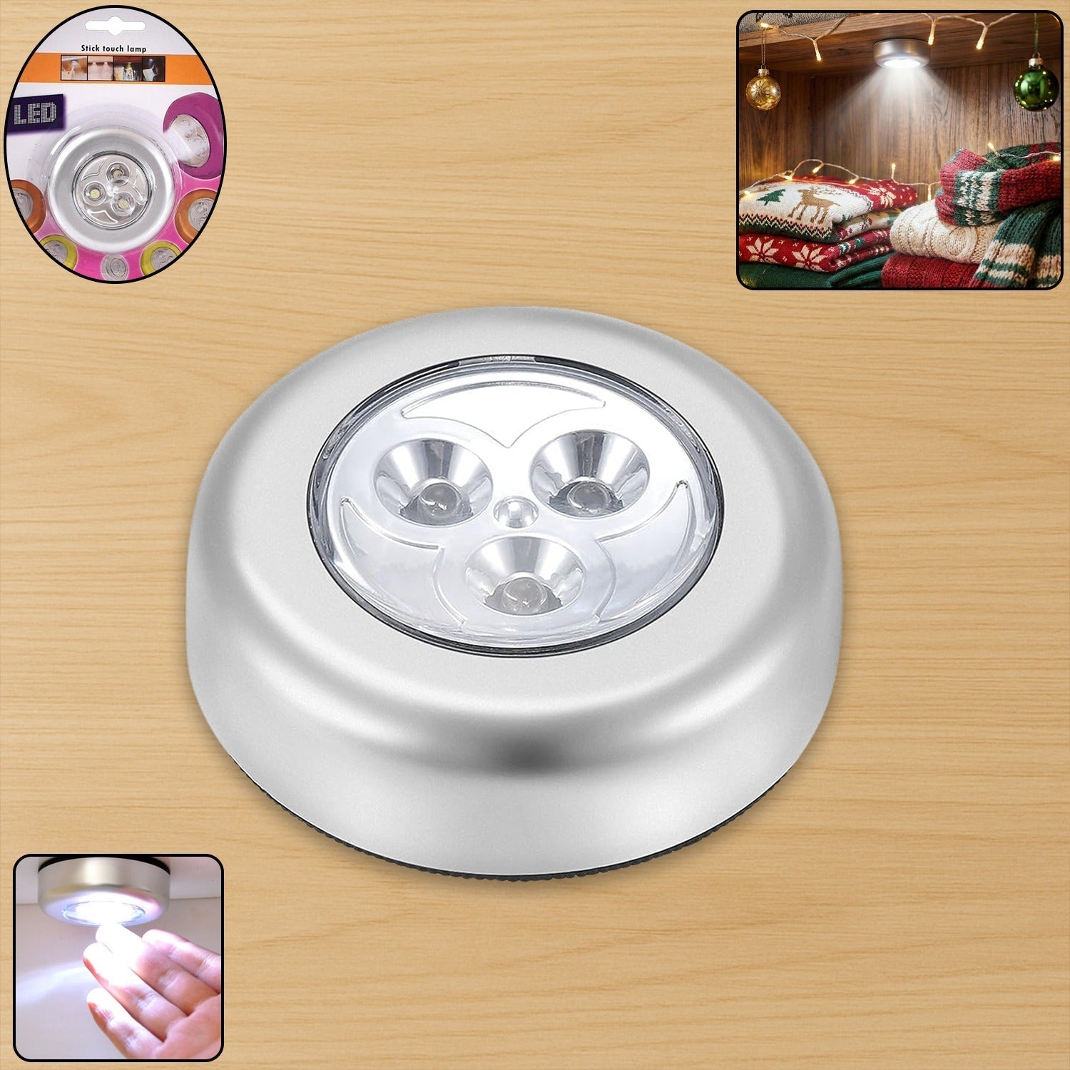 7a7c47d4-763e-4c3b-8fea-fc5bd81d3441_1c1dff75-aa91-485b-9193-9c8ce6882cc1.jpg Christmas 3 Led Cordless Stick Tap Wardrobe Touch Light Lamp - Image 1