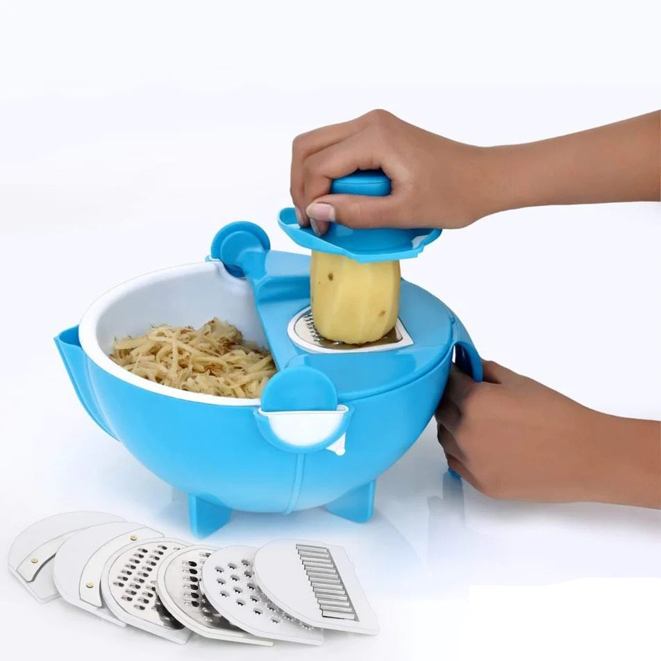 7b966c6e-df14-4257-8519-167453cdf4f6.jpg Multifunctional Vegetable Fruits Cutter Shredder with Rotating Drain Basket - Image 1