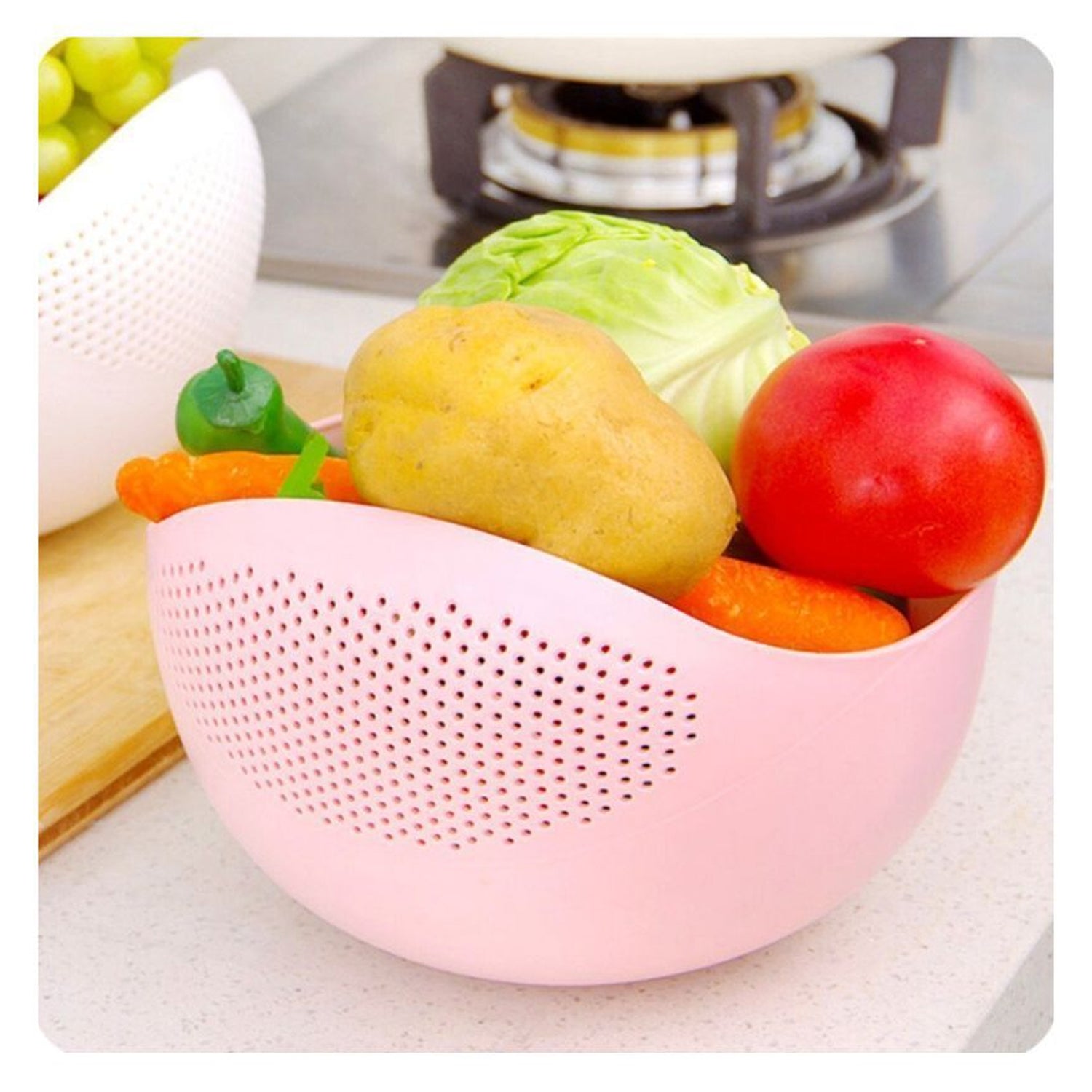 7image_743f5f17-59c5-41b3-a960-73e3b14d0c70.jpg Plastic Rice Bowl & Food Strainer with Thick Handle - Image 1