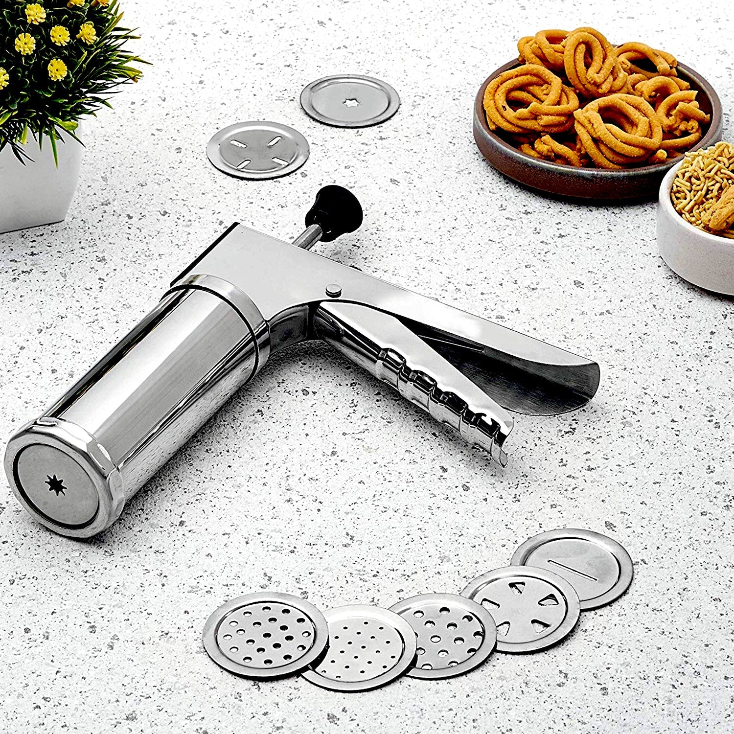 81_vxTlLYCL._SL1500.jpg 15 in 1 Stainless Steel Kitchen Press with Different Parts - Image 1