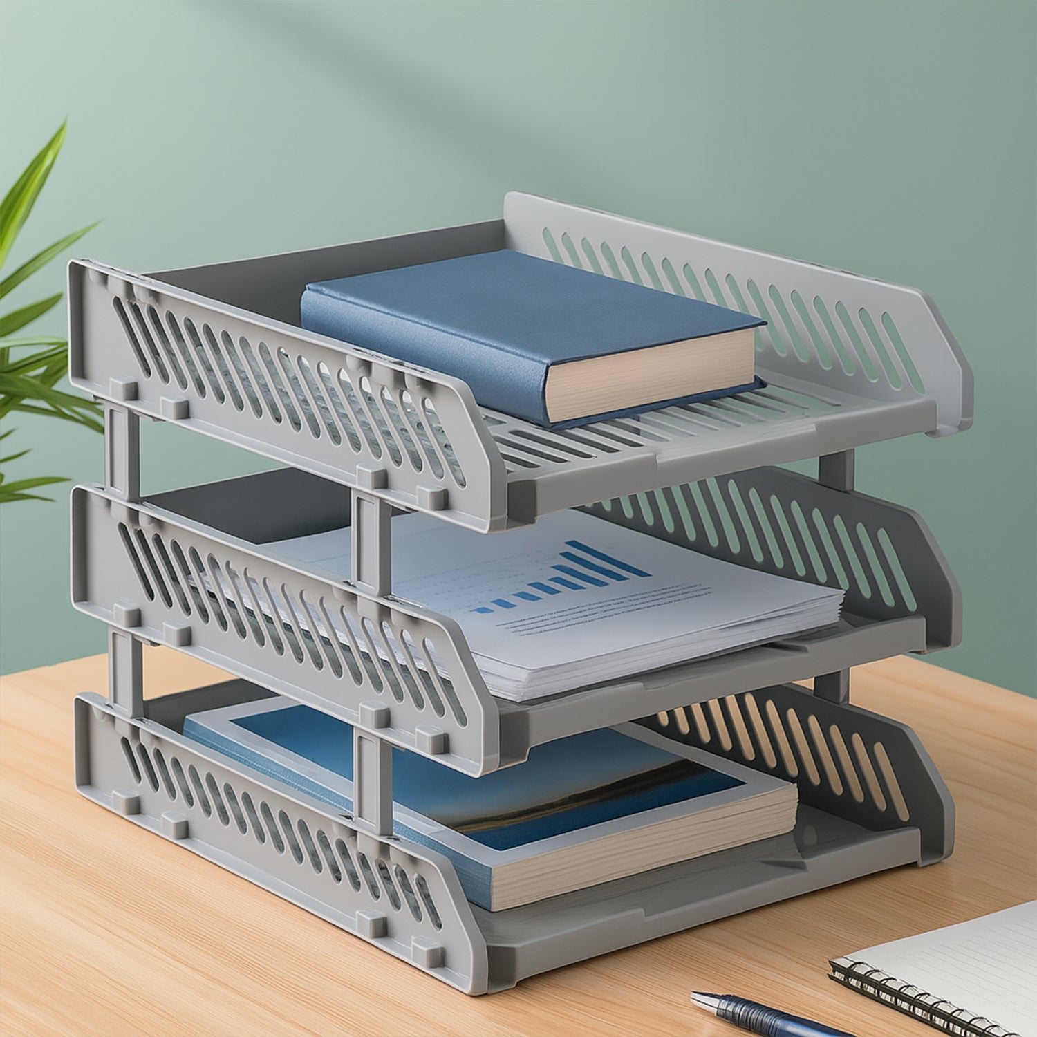 8866.jpg Multifunctional File Rack Drawers: Desktop Storage for Office Supplies (4/3 Layers) - Image 1