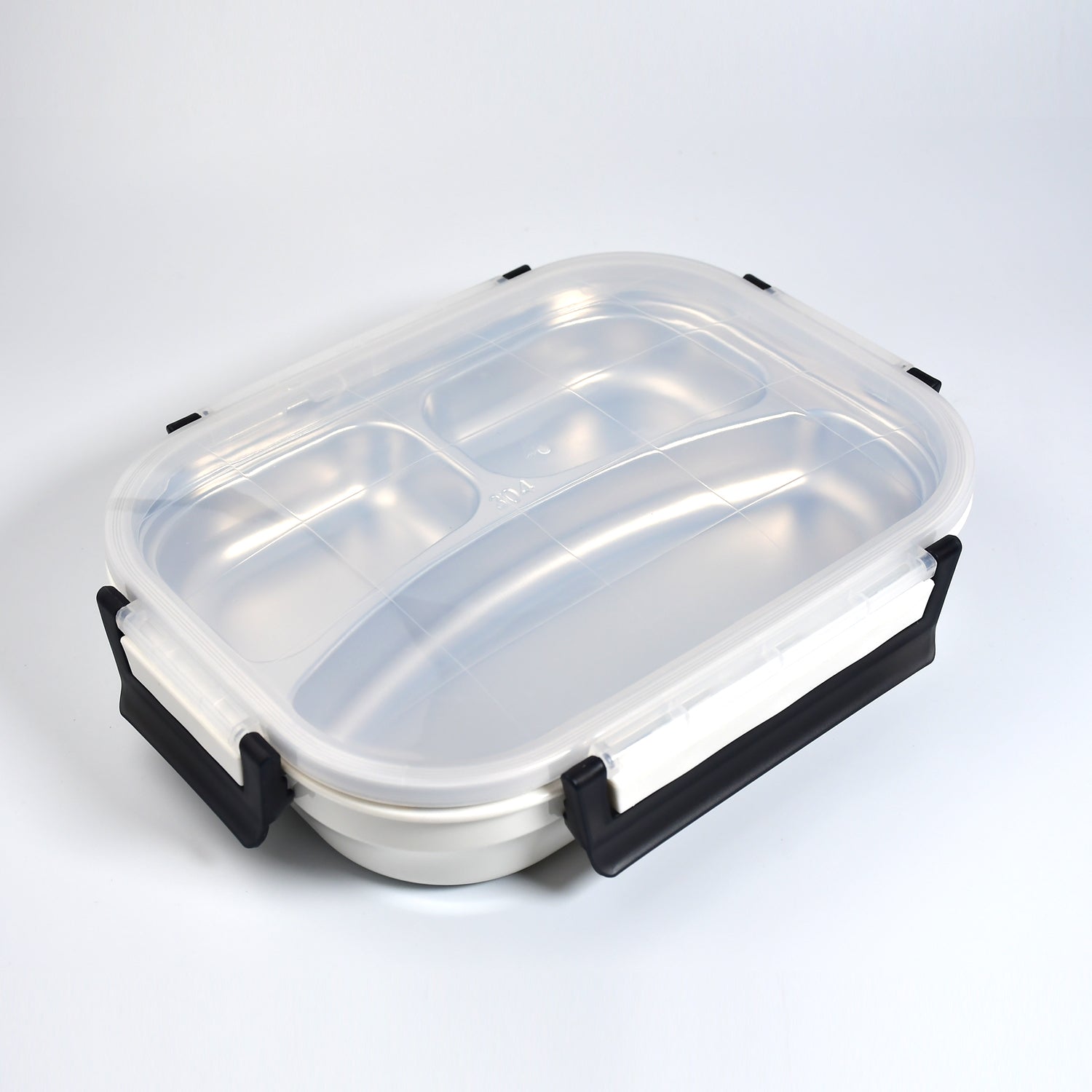 9_7556a4d5-9927-4822-838c-3c516150f1fb.jpg White Transparent Lunch Box – Stainless Steel with 3 Compartments for Kids & Adults - Image 1