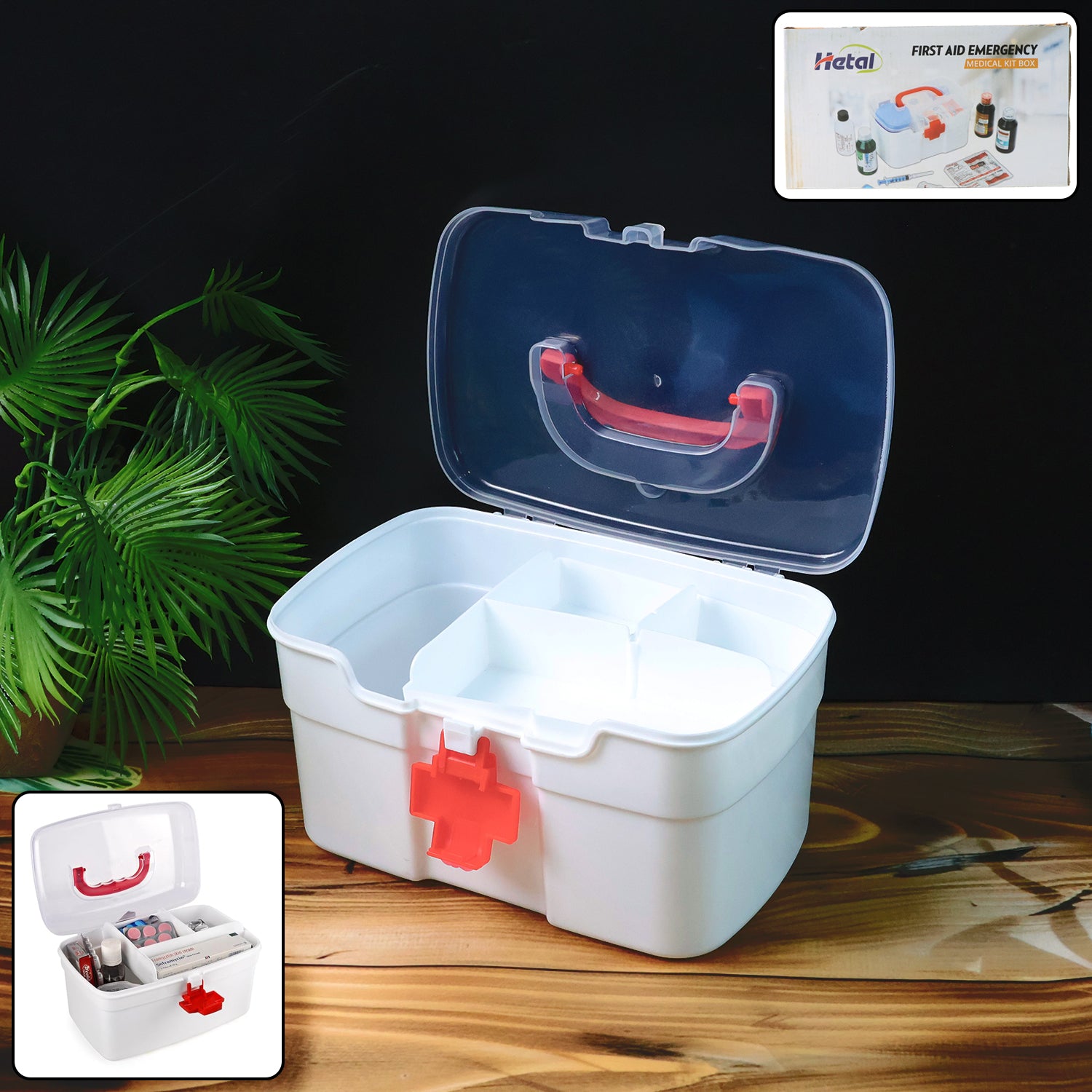 FirstAidKit-WOSKU-01.jpg Medical Storage Box with Detachable Tray & Handle - Image 1