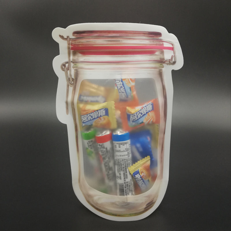 H7570638bf00a445bb7af4a5ecaa06a9by_7e97b154-00da-4c12-a6c2-7f1c407b2d96.jpg Reusable Airtight Seal Plastic Food Storage Mason Jar Zipper (500ml) - Image 1
