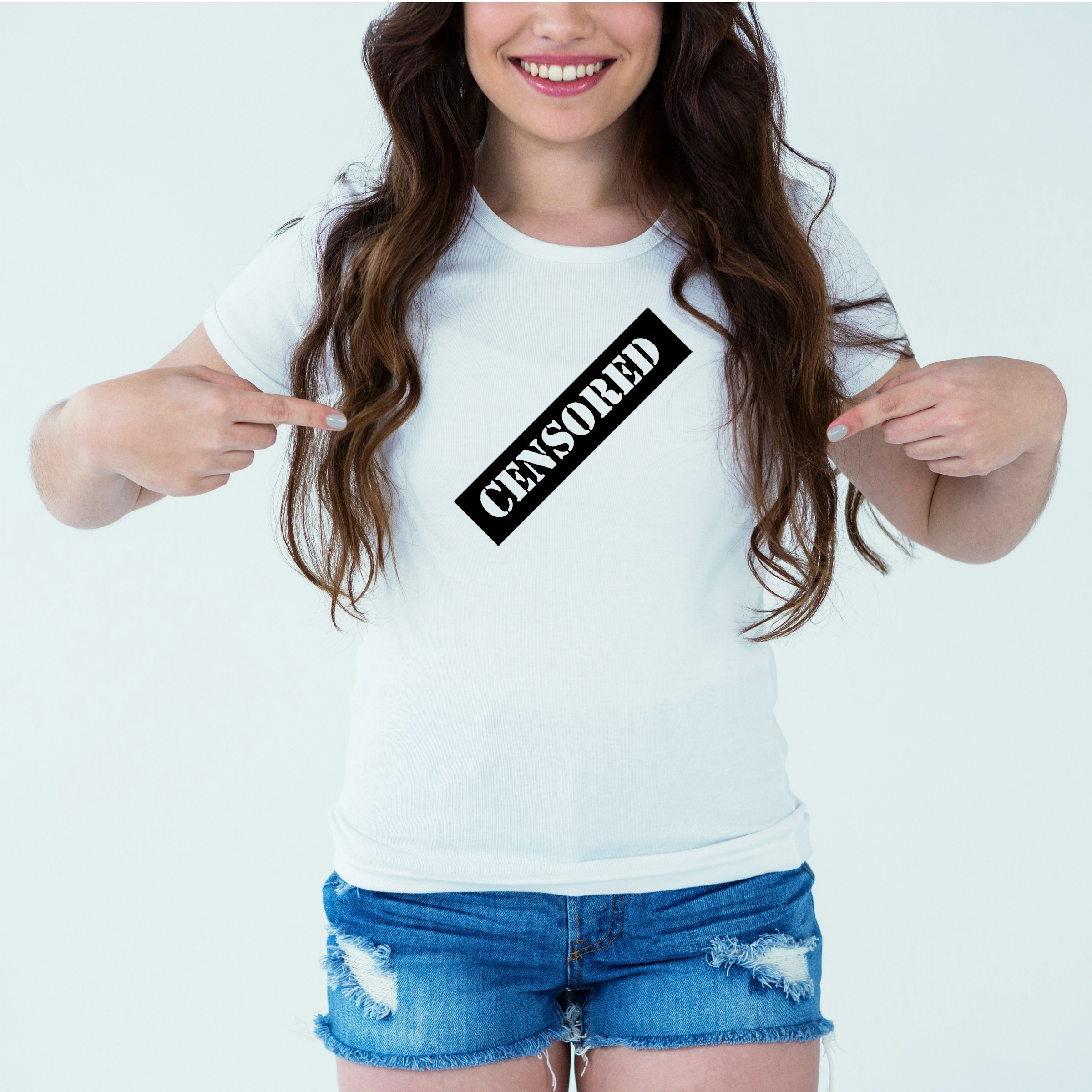 Mockup-Girl-CENSORED.jpg Designer Printed T-Shirt :: Design type - Censored - Cloth type : Polyester - Image 1
