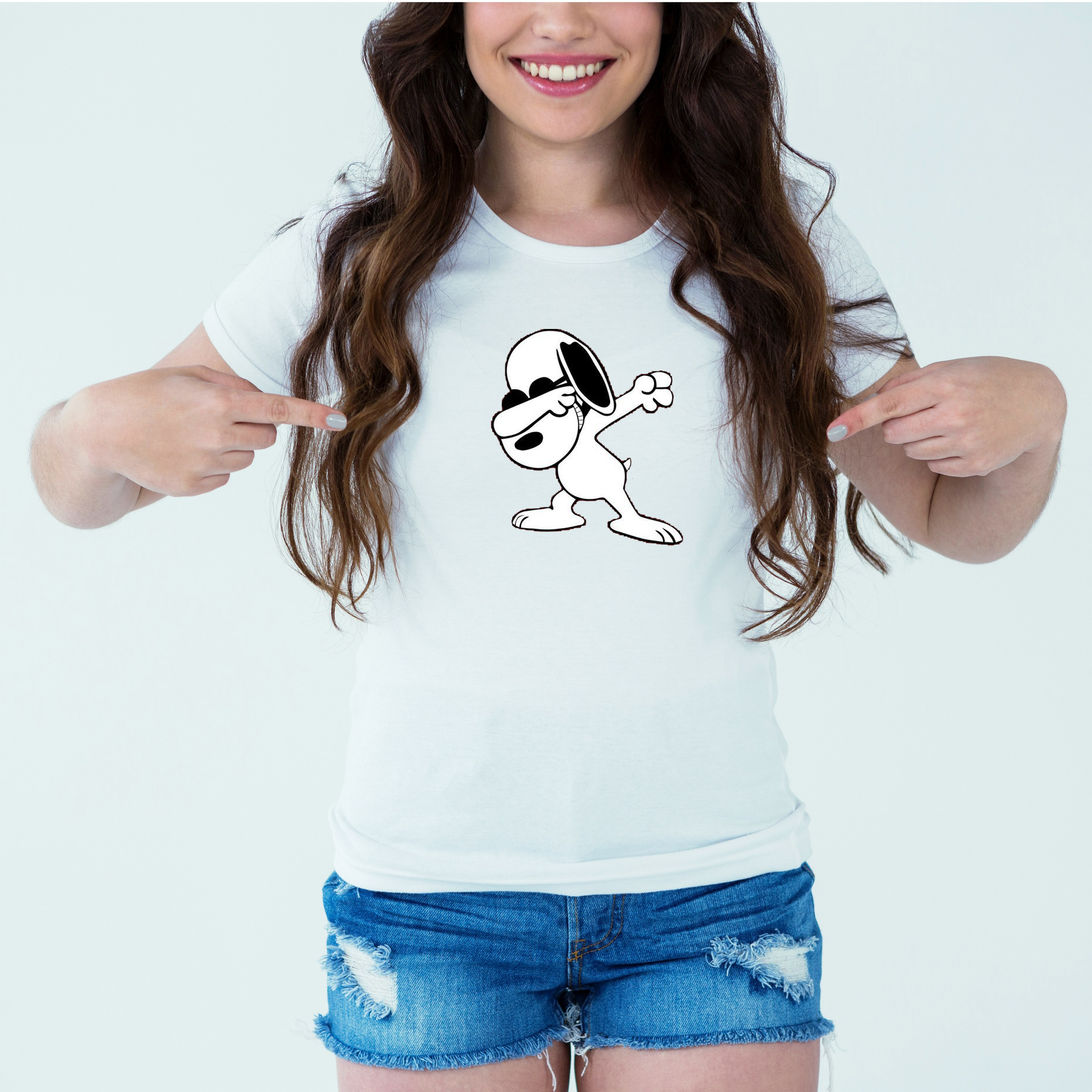 Mockup-Girl-STYLISHDOG.jpg Designer Printed T-Shirt :: Design type - Stylish Dog - Cloth type : Cotton - Image 1