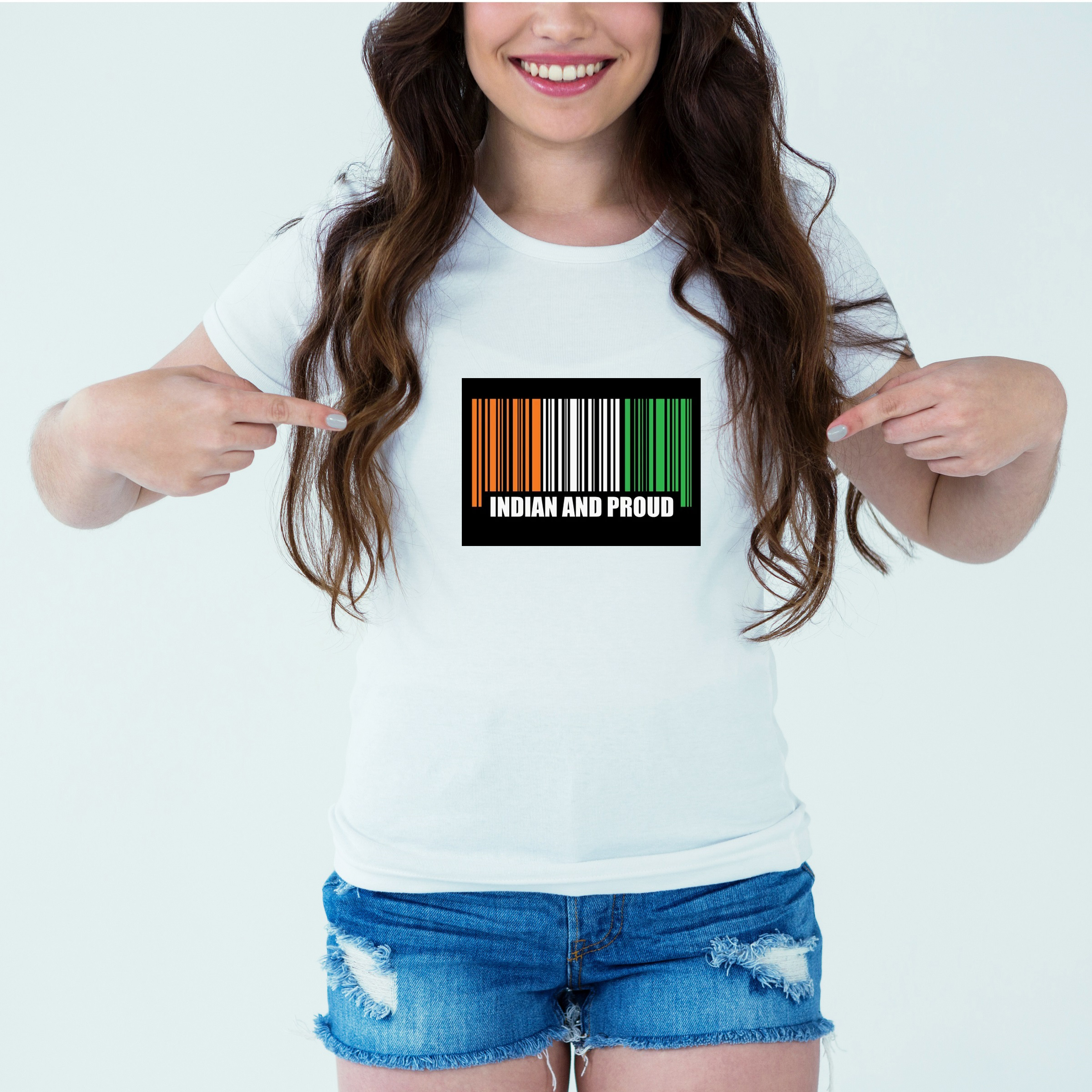 Mockup-Girl-indianandproud.jpg Designer Printed T-Shirt :: Design type - Indian And Proud - Cloth type : Cotton - Image 1