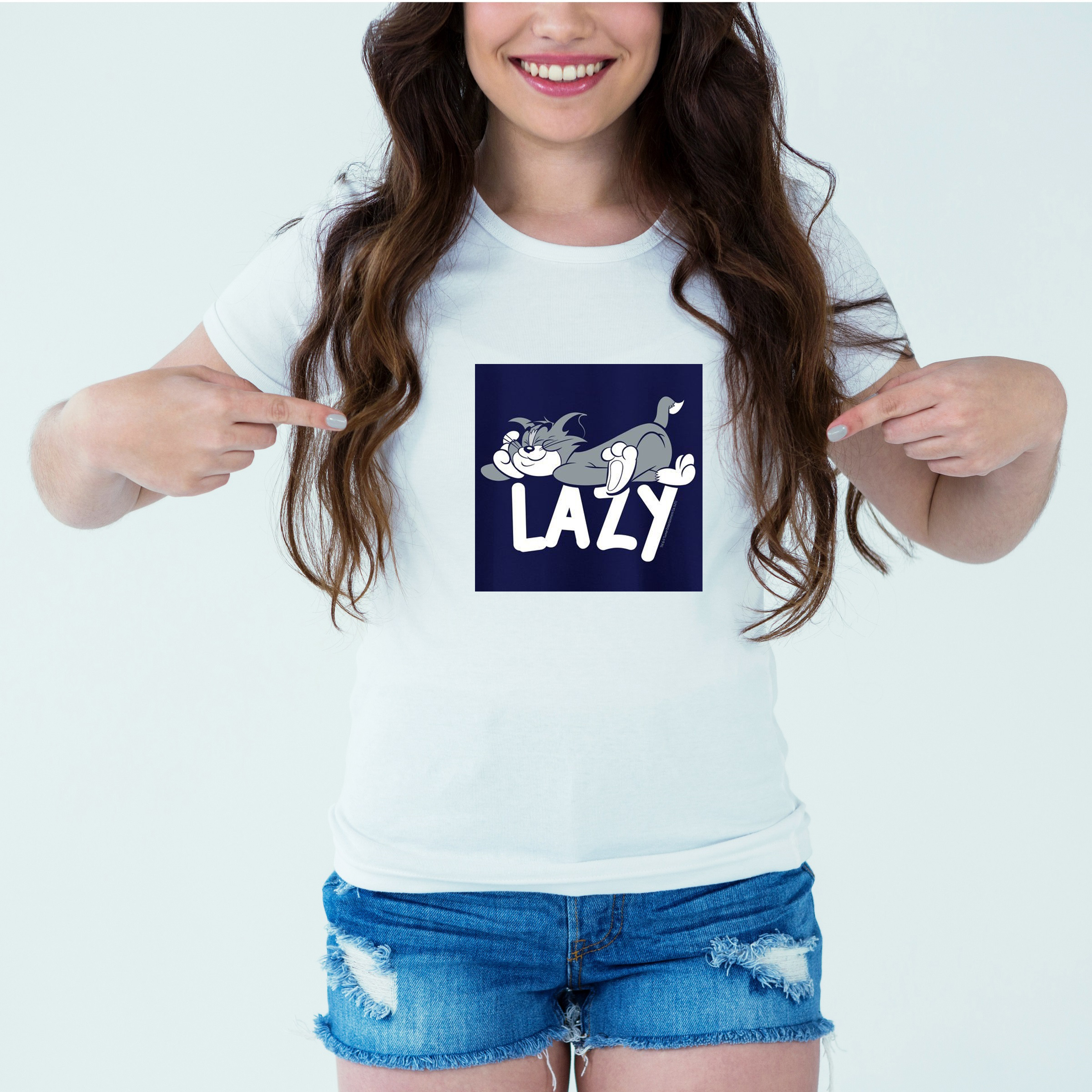 Mockup-Girl-lazy.jpg Designer Printed T-Shirt :: Design type - Lazy - Cloth type : Polyester - Image 1
