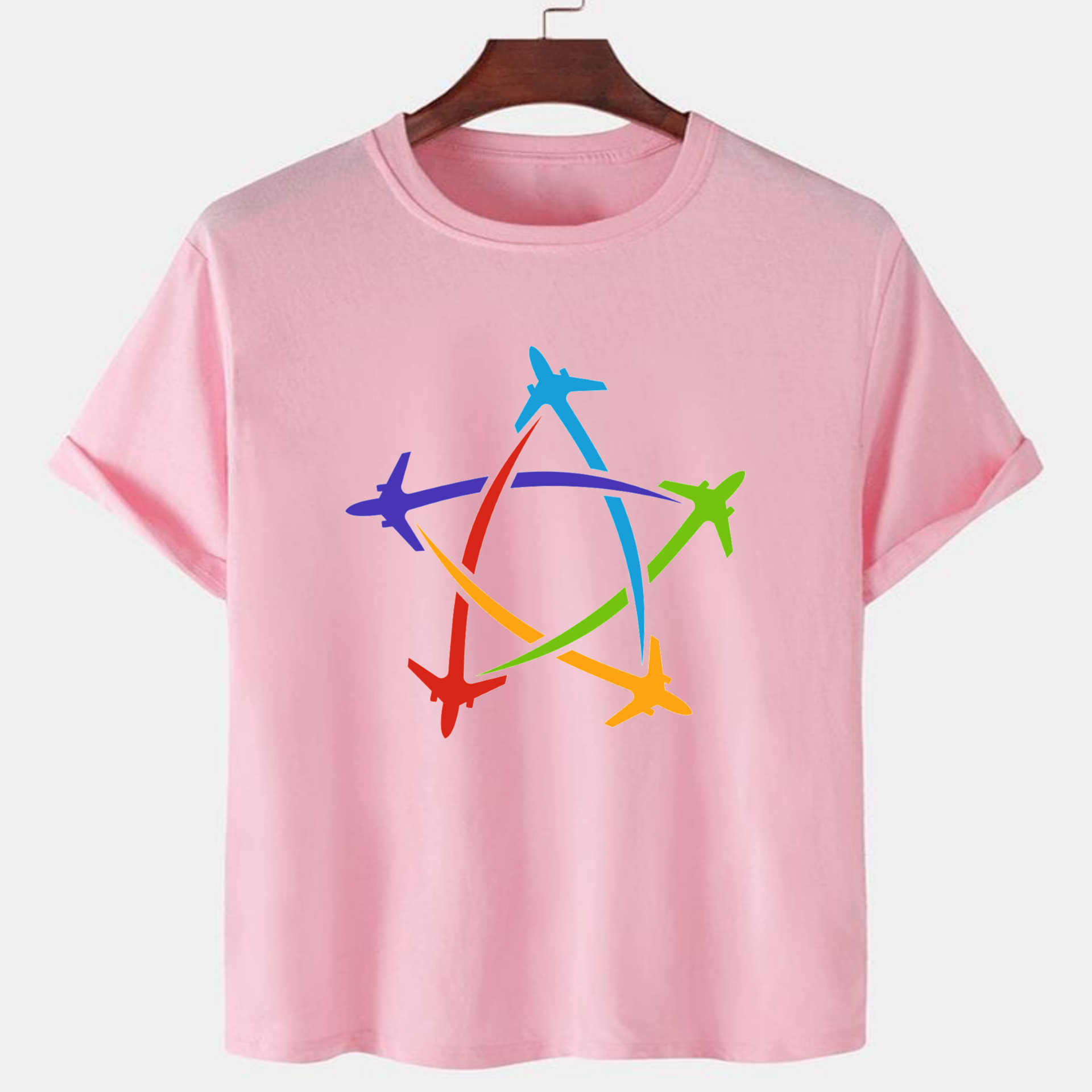 PNK-CTN-A-007.png Pink Unisex Cotton Premium Quality Designer Printed T-Shirt - Image 1