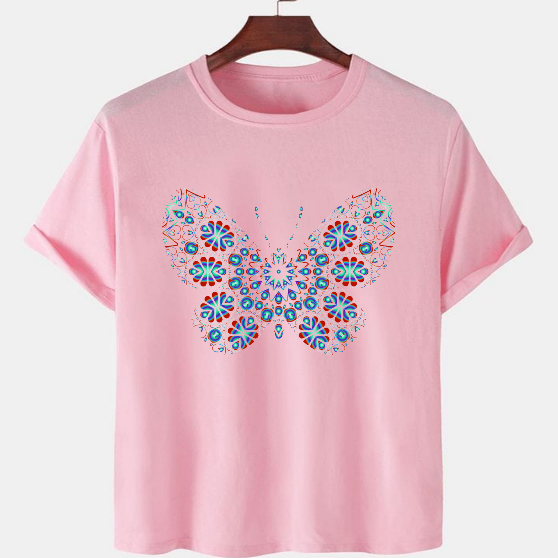 PNK-CTN-B-003.png Pink Unisex Cotton Premium Quality Designer Printed T-Shirt - Image 1