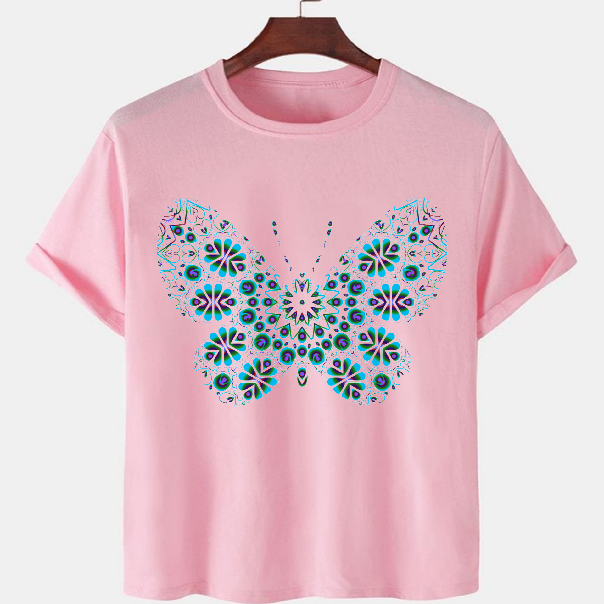 PNK-CTN-B-004.png Pink Unisex Cotton Premium Quality Designer Printed T-Shirt - Image 1