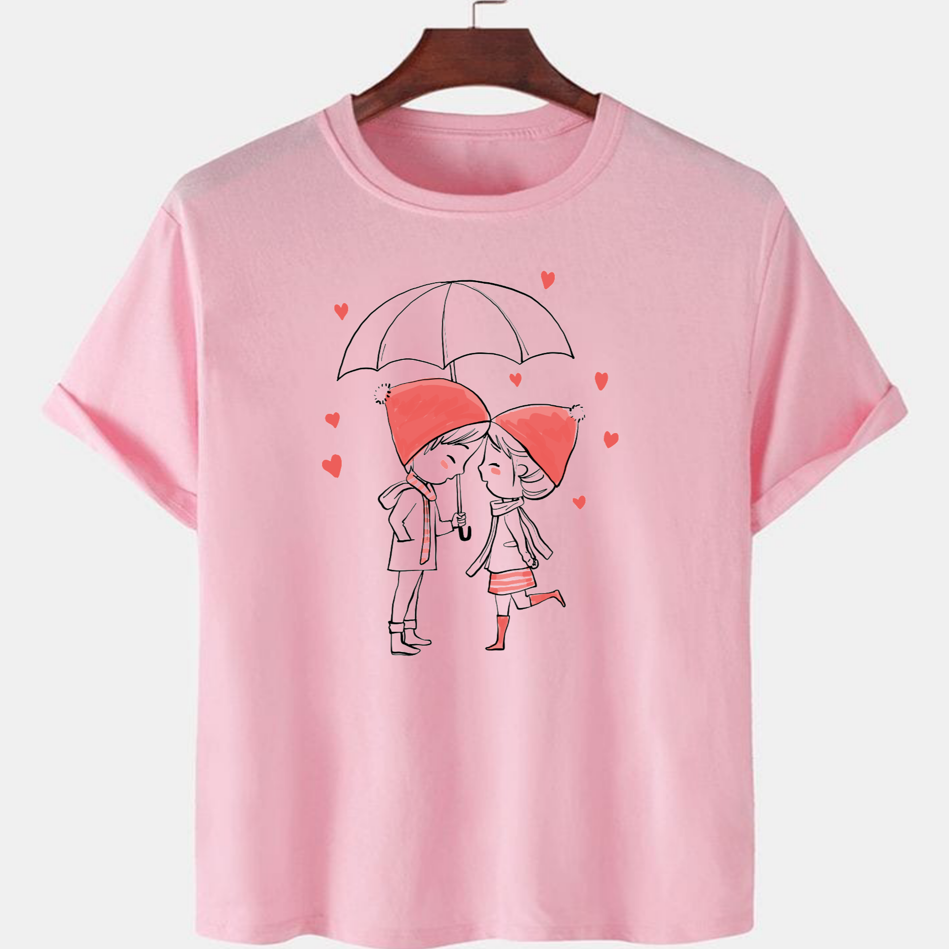 PNK-CTN-C-002.png Pink Unisex Cotton Premium Quality Designer Printed T-Shirt - Image 1