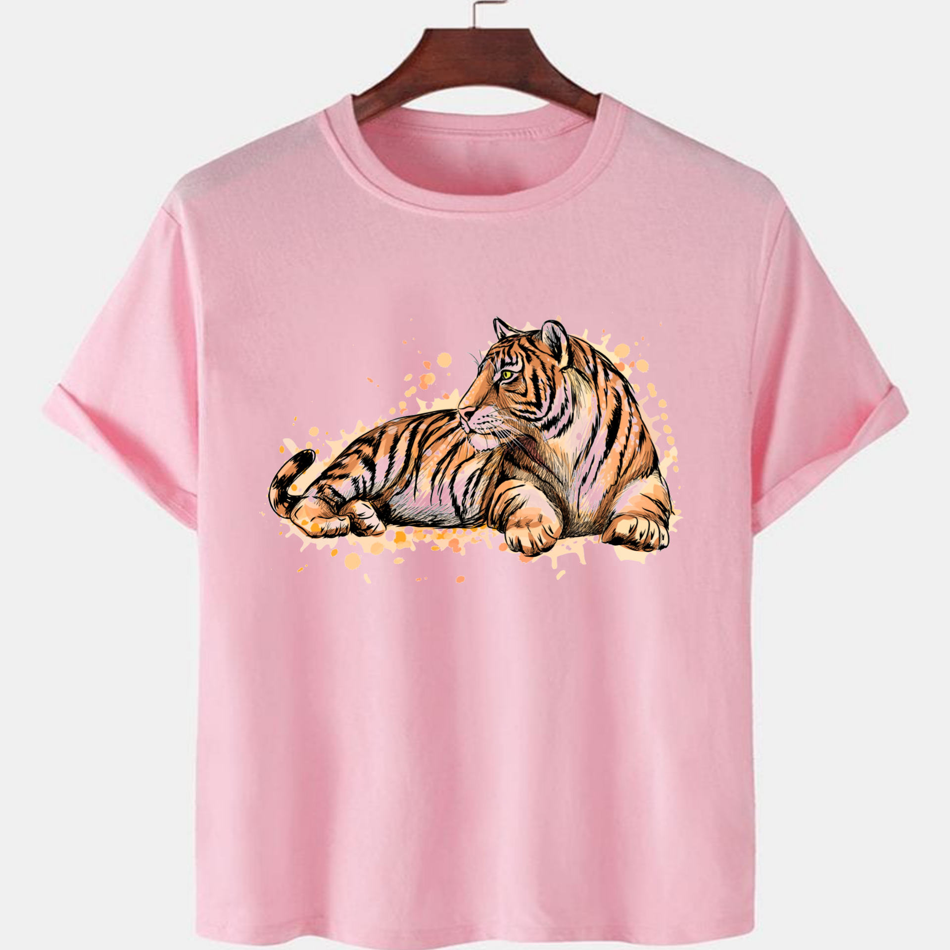 PNK-CTN-D-001.png Pink Unisex Cotton Premium Quality Designer Printed T-Shirt - Image 1