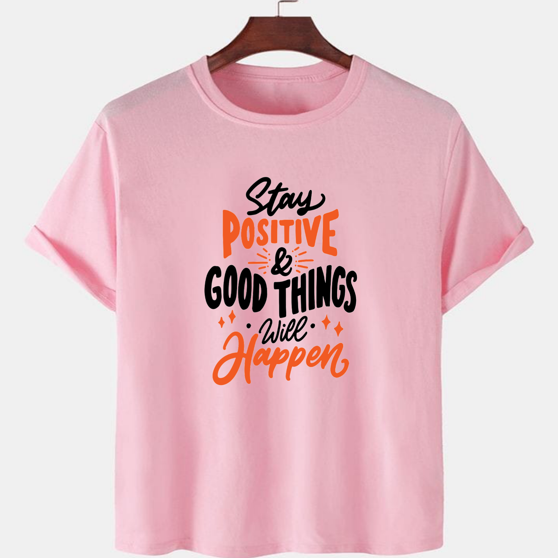 PNK-CTN-D-008.png Pink Unisex Cotton Premium Quality Designer Printed T-Shirt - Image 1