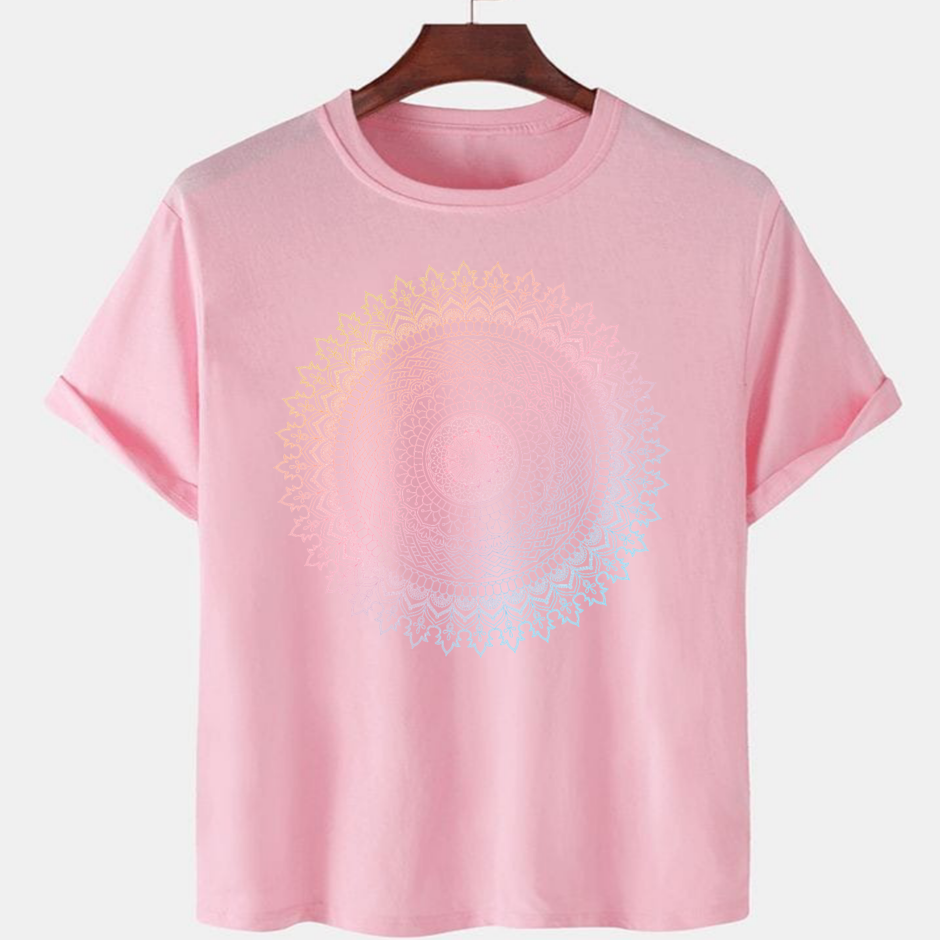 PNK-CTN-F-001.png Pink Unisex Dot Knit Premium Quality Designer Printed T-Shirt - Image 1