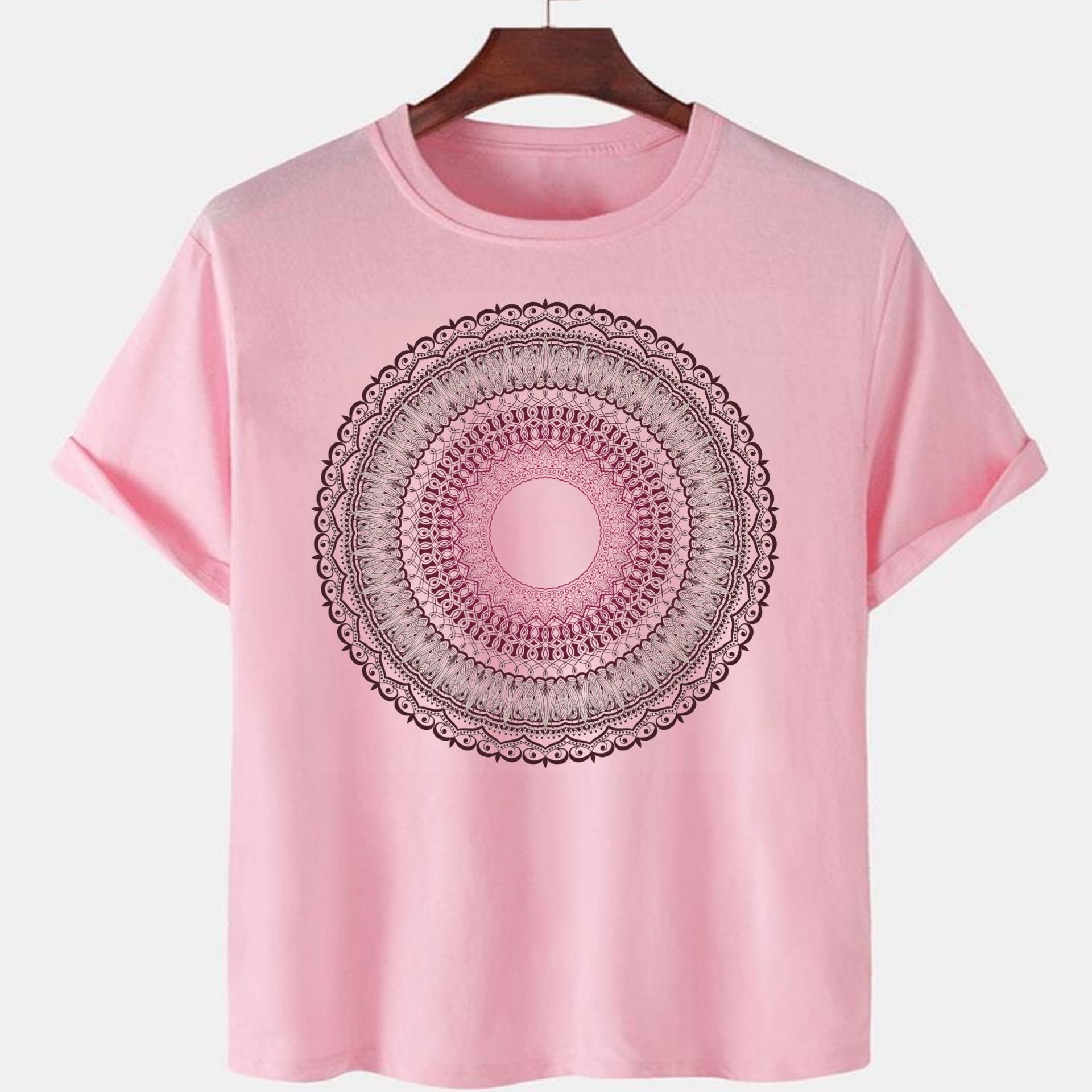 PNK-CTN-F-003.png Pink Unisex Cotton Premium Quality Designer Printed T-Shirt - Image 1