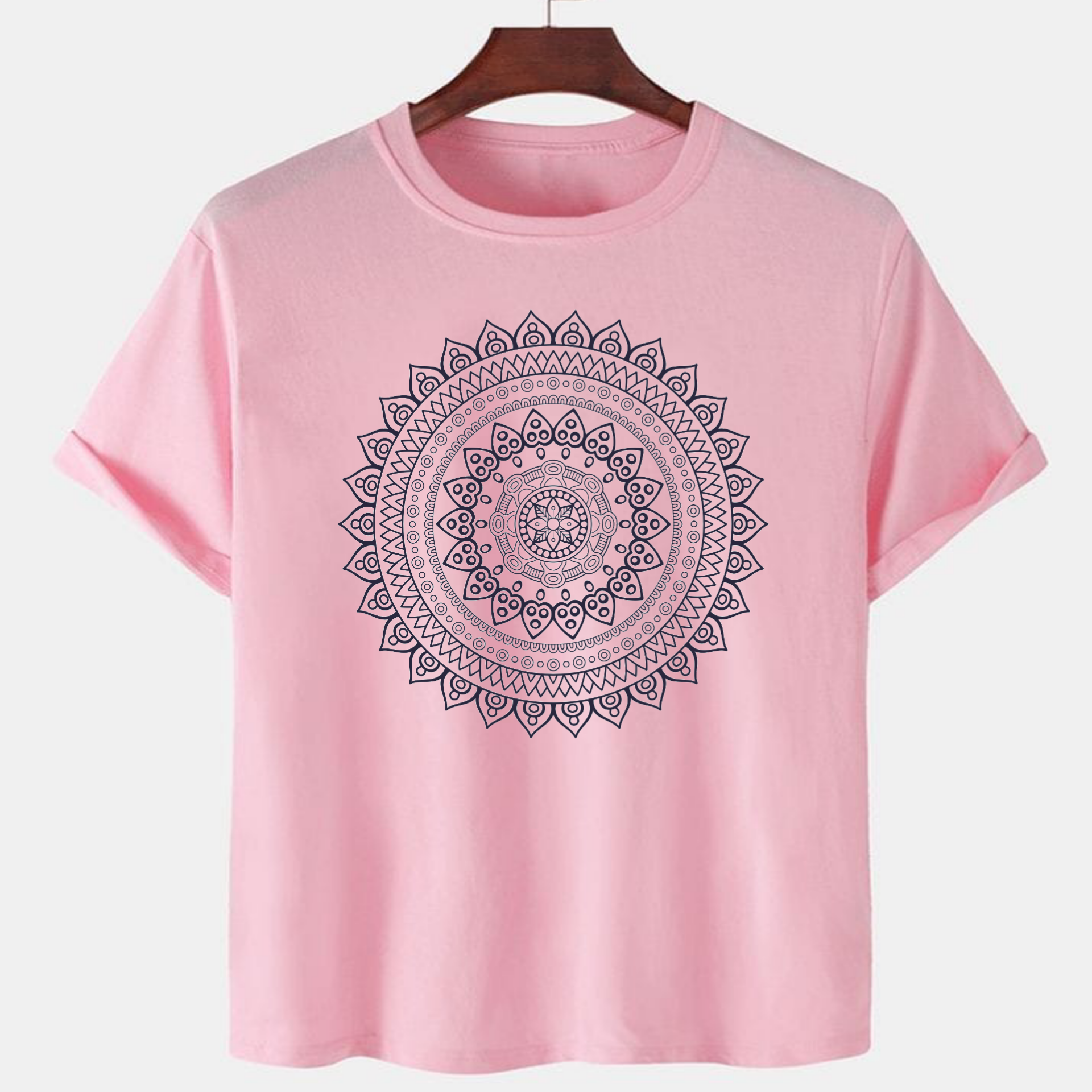 PNK-CTN-F-004.png Pink Unisex Cotton Premium Quality Designer Printed T-Shirt - Image 1