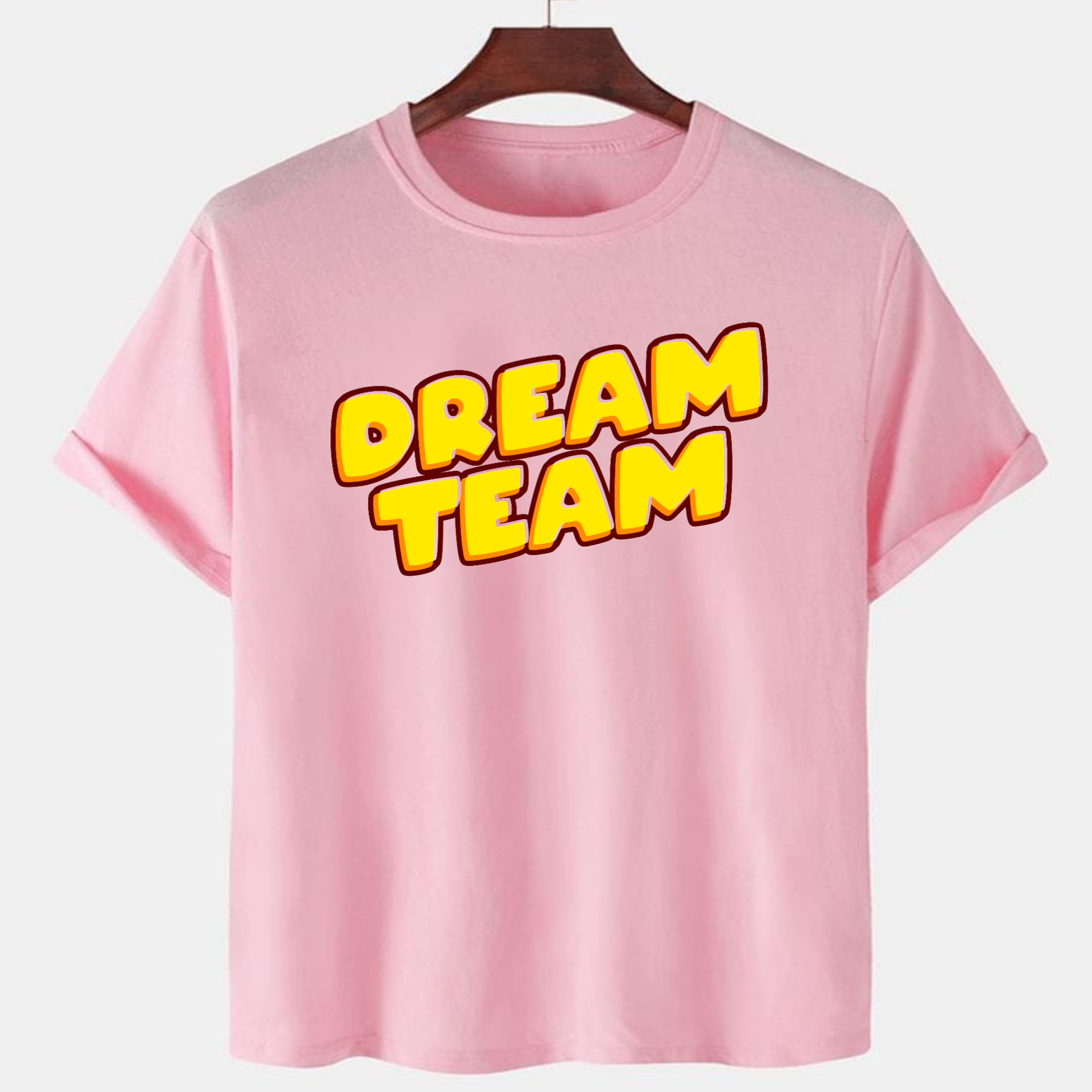 PNK-CTN-H-001.png Pink Unisex Dot Knit Premium Quality Designer Printed T-Shirt - Image 1