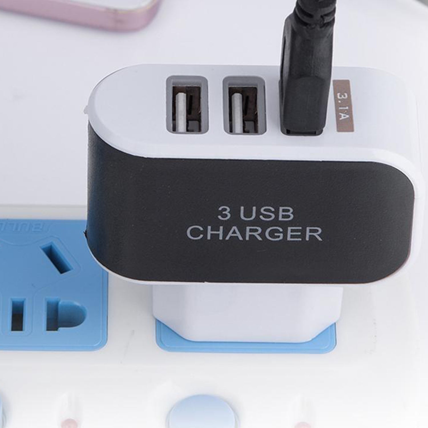 Untitled-3_dc89f9c7-f105-4ab2-b681-8a50a76bef29.jpg Triple USB 3 Port Wall AC Adapter Charger for Mobile Phone (1Pc Only) - Image 1